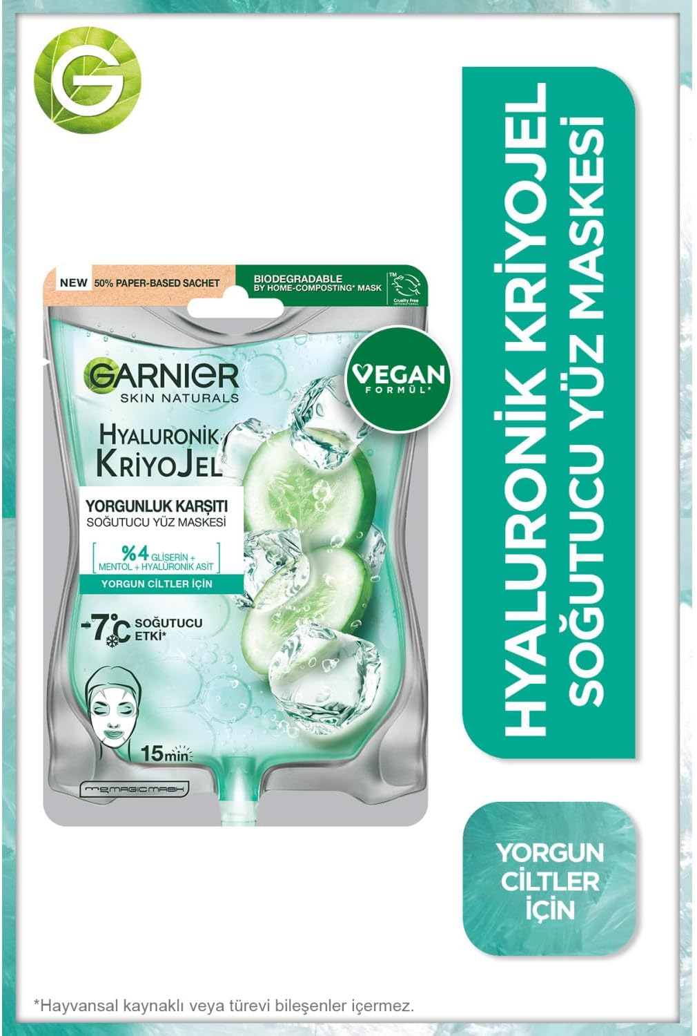 Hyaluronik Kriyojel Yorgunluk Karşıtı Soğutucu Yüz Maskesi