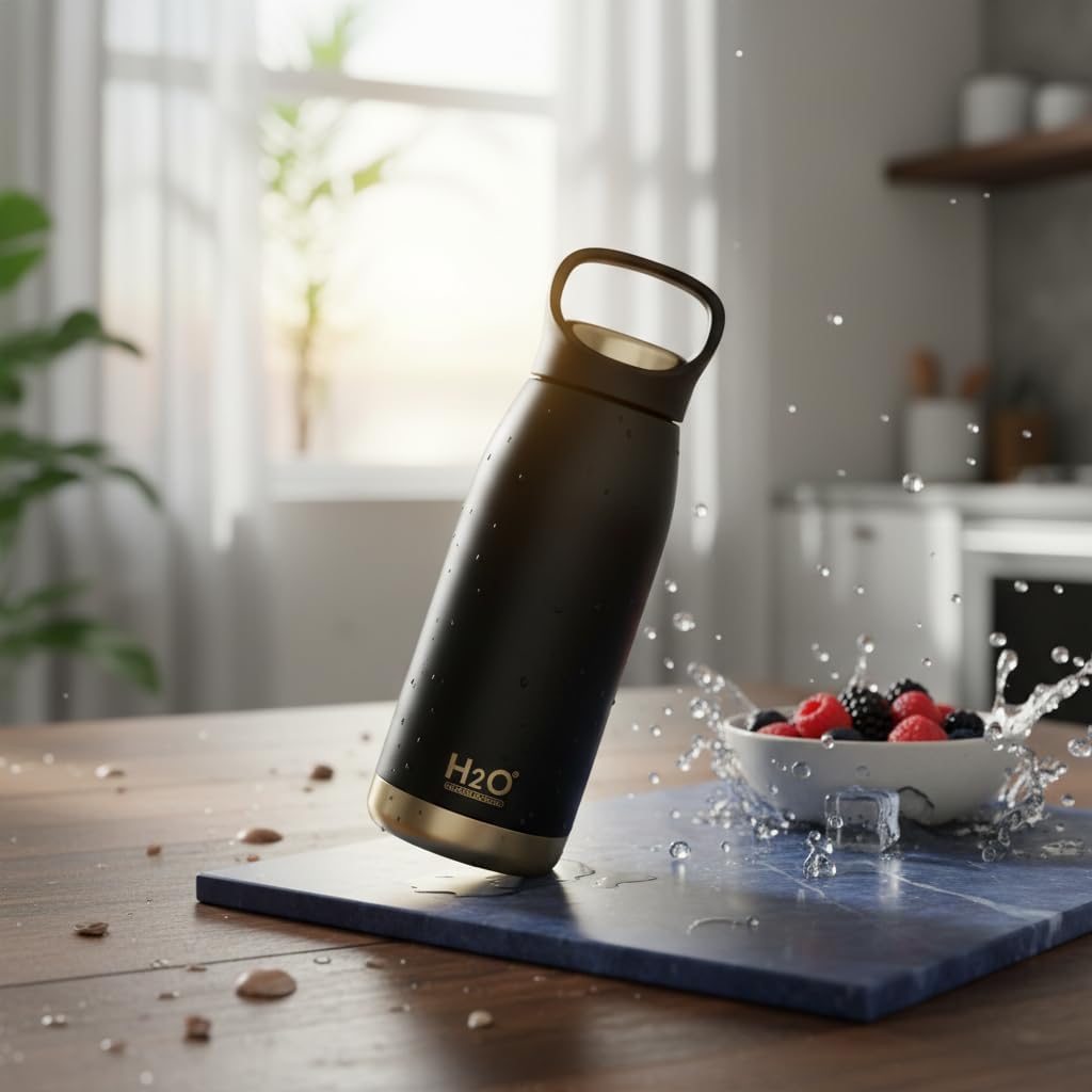 Siyah Paslanmaz Çelik Termos Matara - 530 ml Kilitli Kapaklı Sızdırmaz Mug - Sıcak ve Soğuk Tutan Spor ve Ofis Termosu