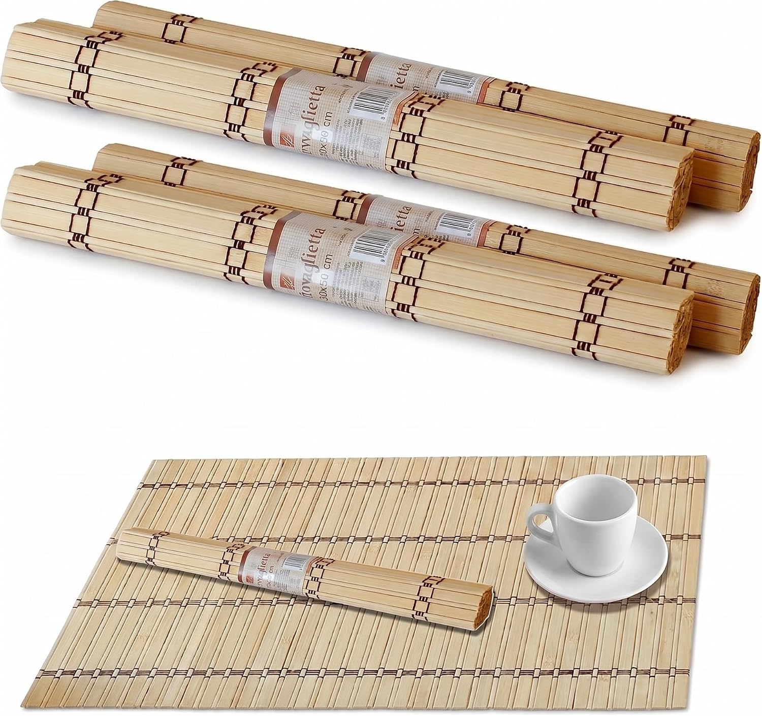 4'lü Bambu Amerikan Servis ve Suşi Sarma Hasırı (30x38 cm) - Çok Amaçlı Makisu