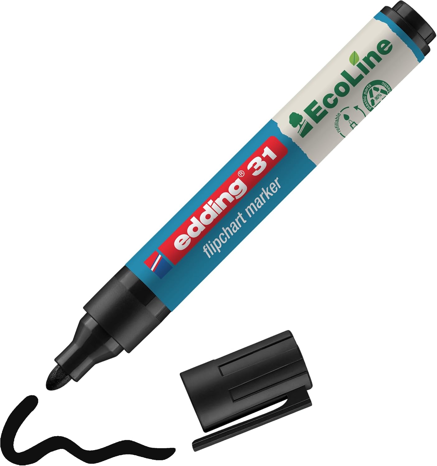 Flipchartmarker 31 EcoLine, yeniden doldurulabilir, 1,5 – 3 mm, siyah
