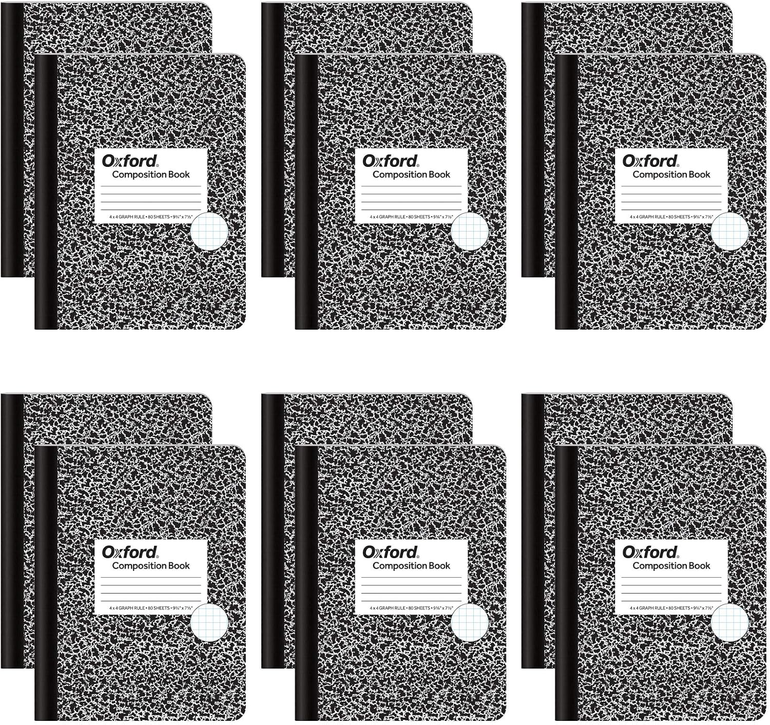 Bileşim kitap, Quad çizgili, 4 alanları/inç, 9,75 X 7.5 inç, 80 yaprak, siyah/beyaz, Box 12 kitap (63786)