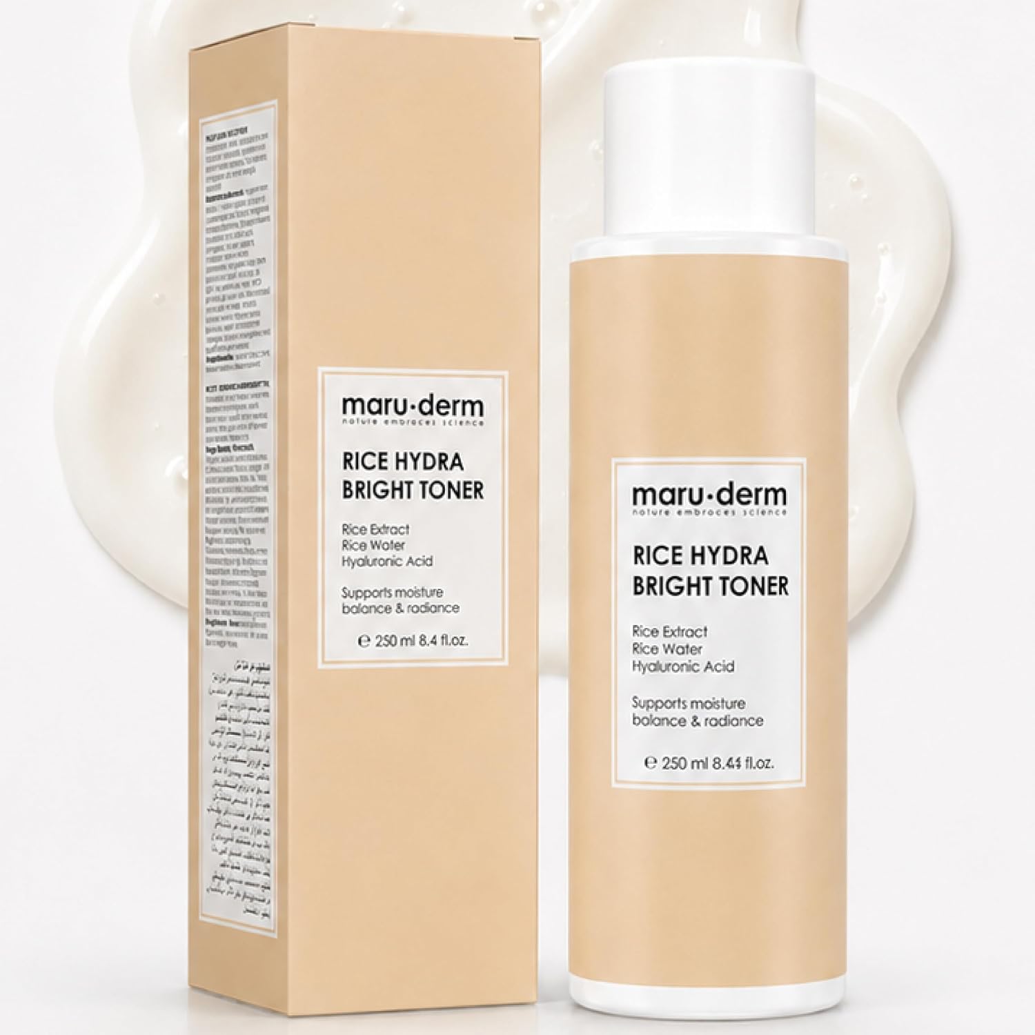 Maruderm Pirinç Özlü Aydınlatıcı Tonik – Nem Dengeleyici ve Canlandırıcı Cilt Toniği, Centella Asiatica ile, 250 ML