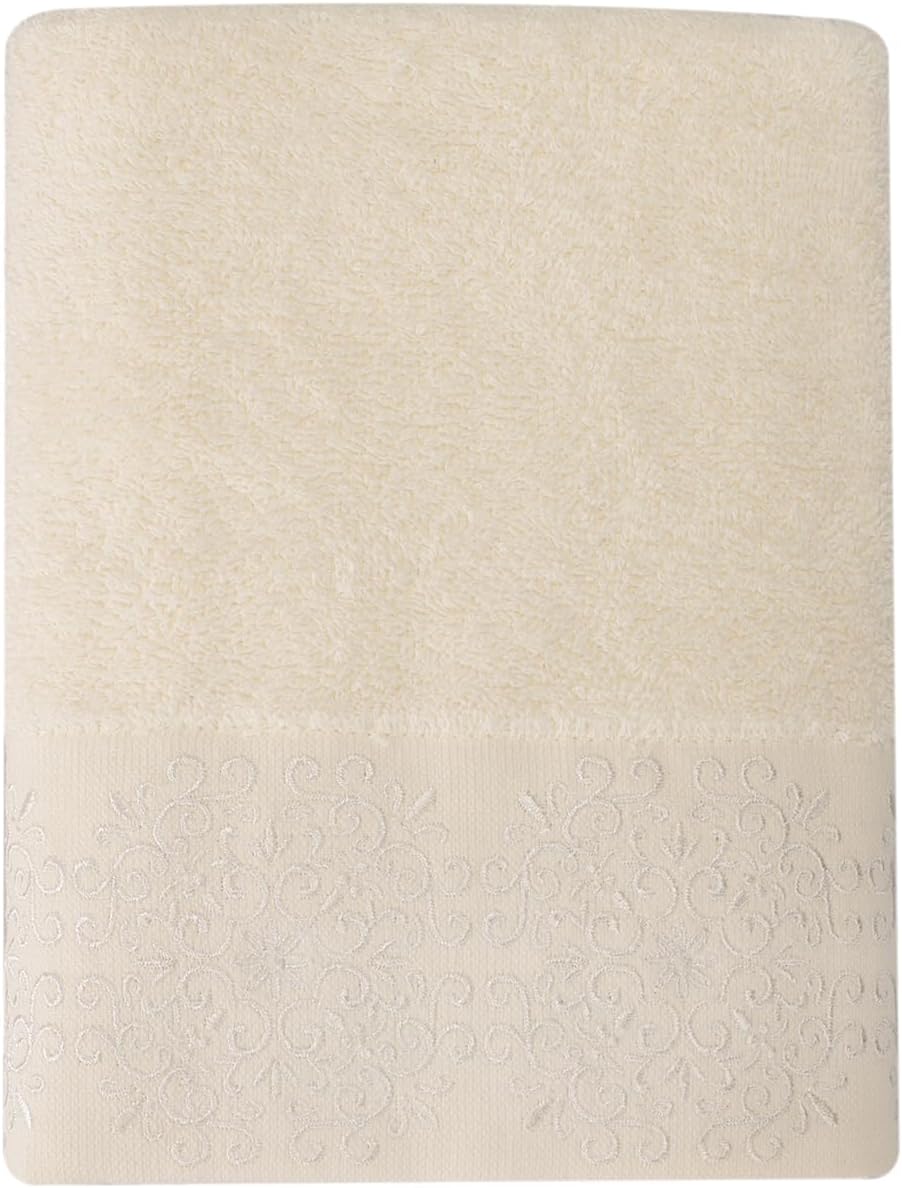 Sty Sabre Nakışlı Krem Havlu 50X90