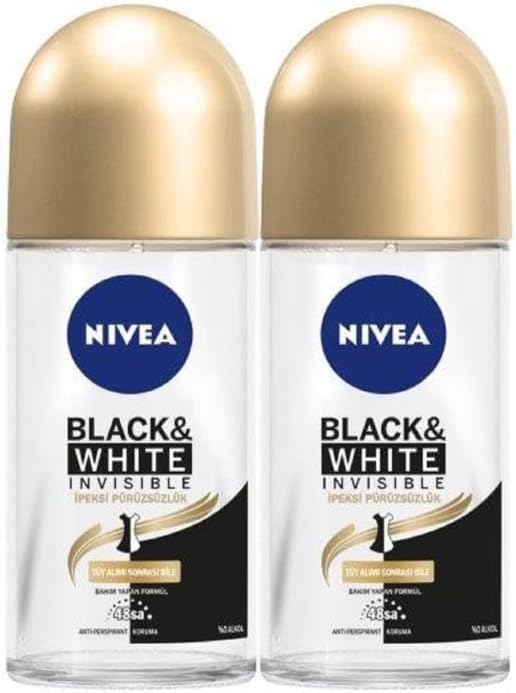 Kadın Roll on Deodorant Black&White Invisible İpeksi Pürüzsüzlük,48saat Koruma 50mlx2