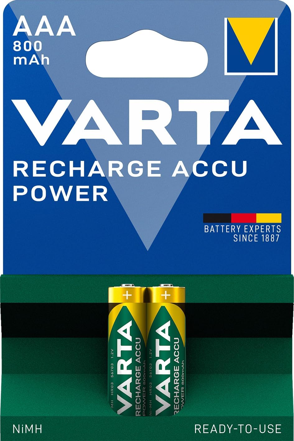 Rechargeable Accu 2 AAA 800 mAh R2U, yeşil/gri