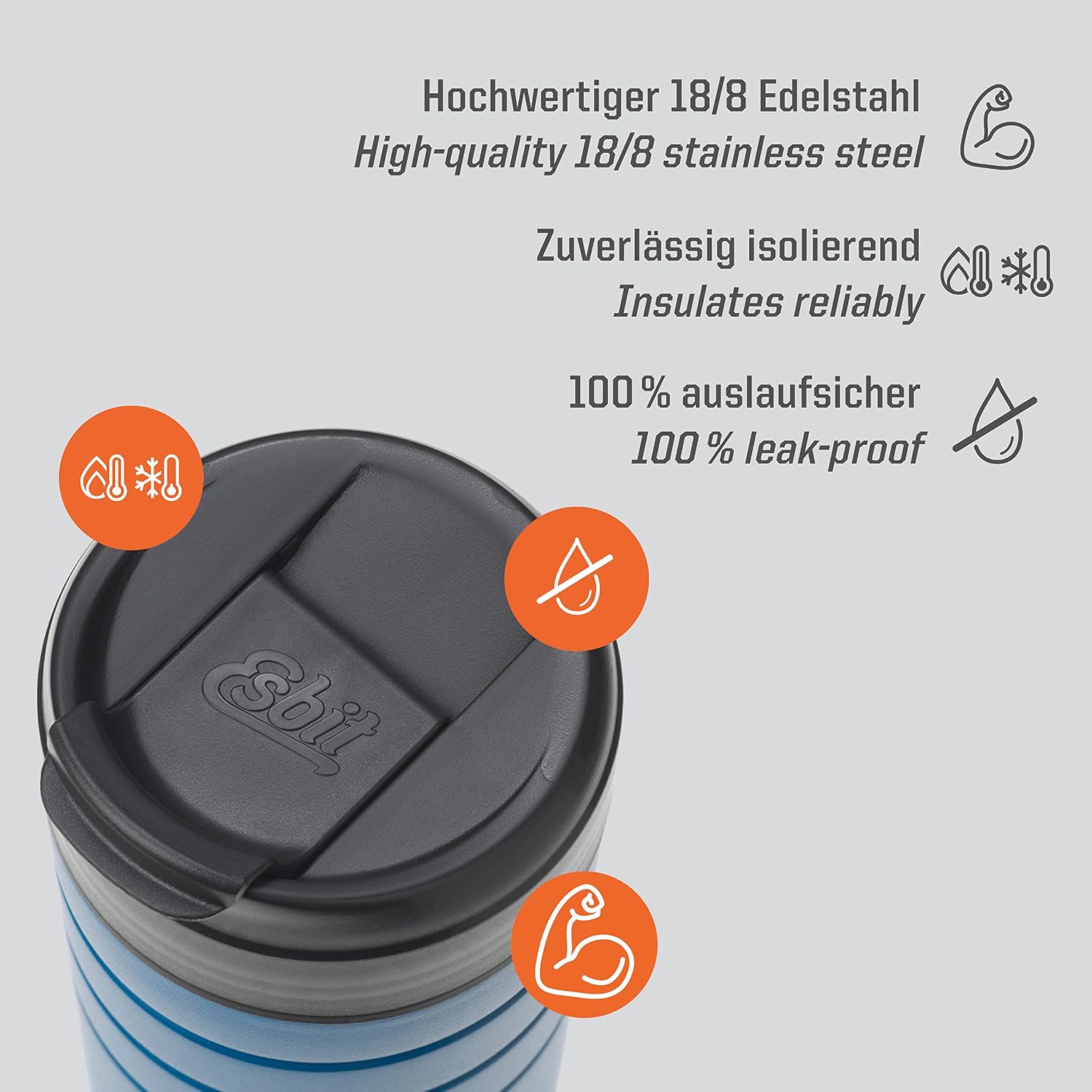 Majoris Paslanmaz Çelik Termos Bardağı Mug Kutup Mavisi 0.45L, Mavi, 450 ml