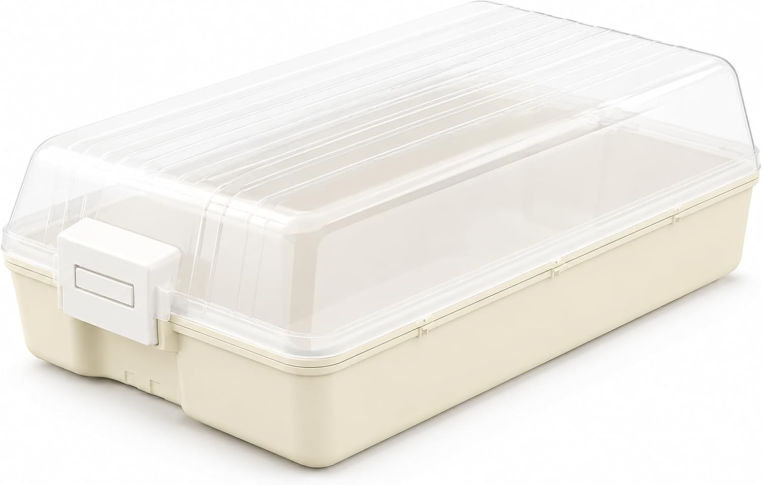 Şeffaf Kapaklı Buzdolabı Düzenleyici Kutu | 32x18 cm Plastik Gıda Organizeri | Kar Beyaz Taban | Kapaklı Saklama Kutusu, Buzdolabı ve Mutfak için Pratik Çözüm