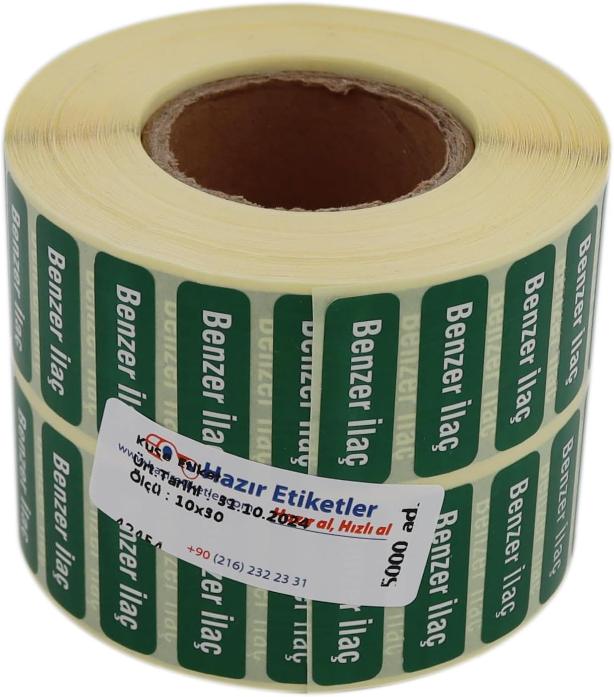 Benzer İlaç Etiketi 30mm X 10mm 5000 Adet Kuşe Rulo Etiket
