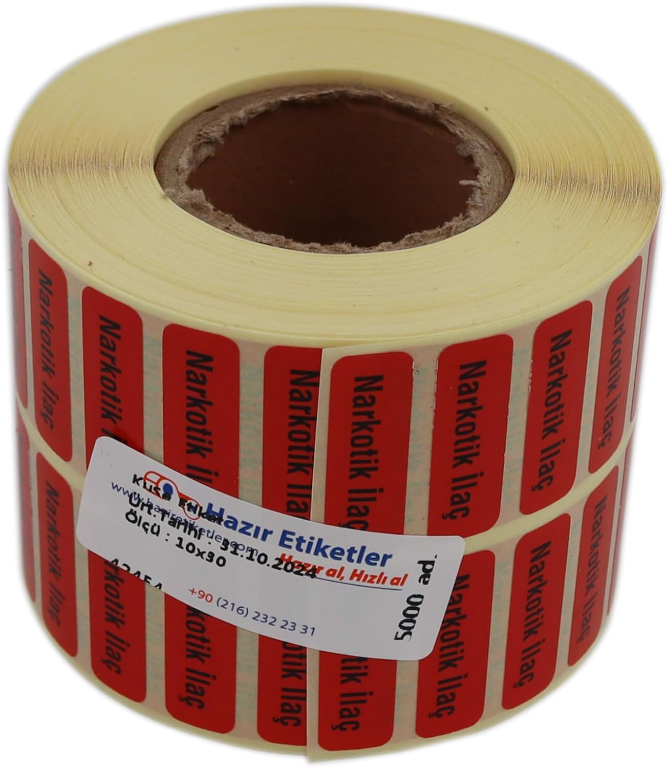 Narkotik İlaç Etiketi 30mm X 10mm 5000 Adet Kuşe Rulo Etiket