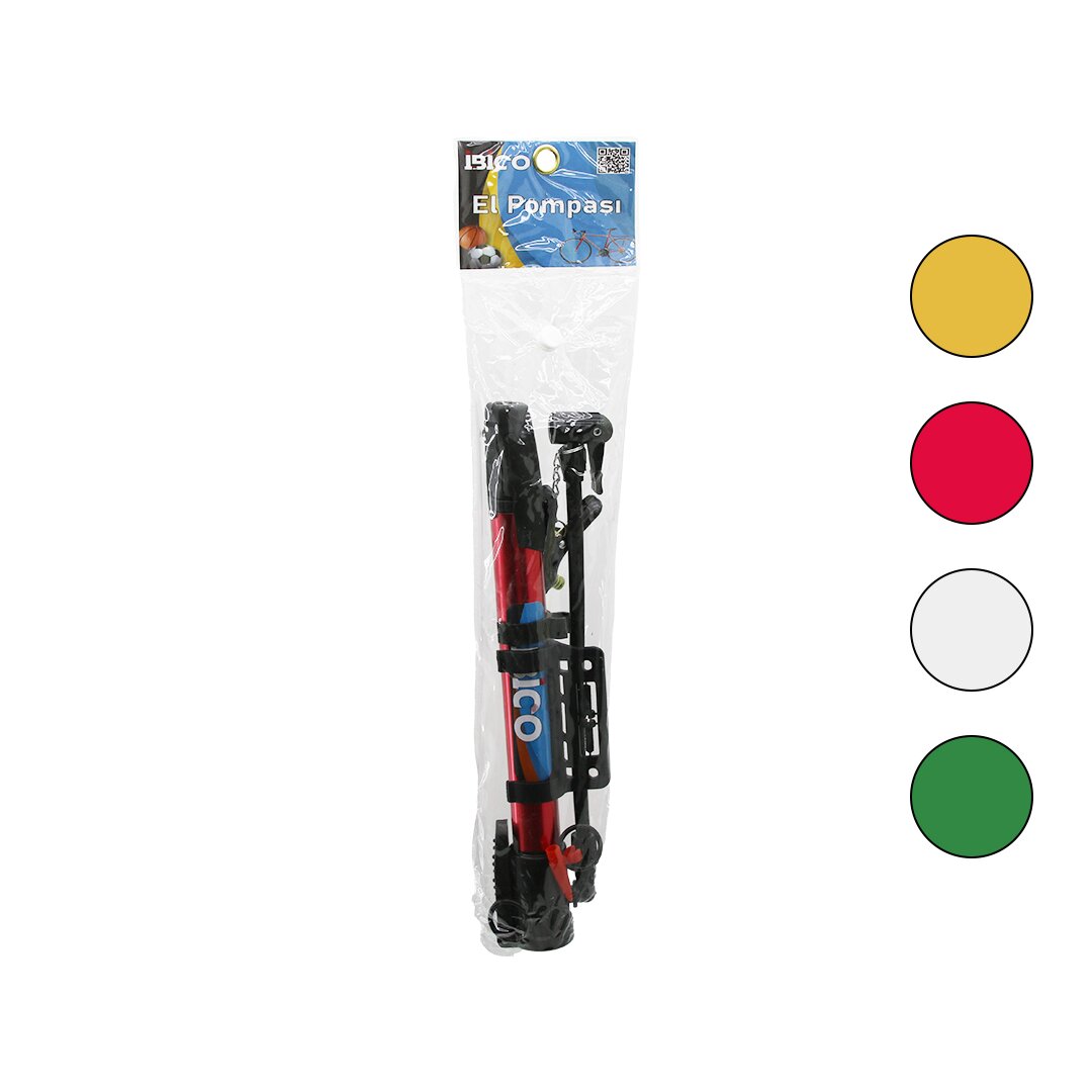 Mandallı Uç Mini El Pompası Bisiklet- Top Bisiklet Montaj Aparatlı 30CM Hortum - Top İğne - Uç