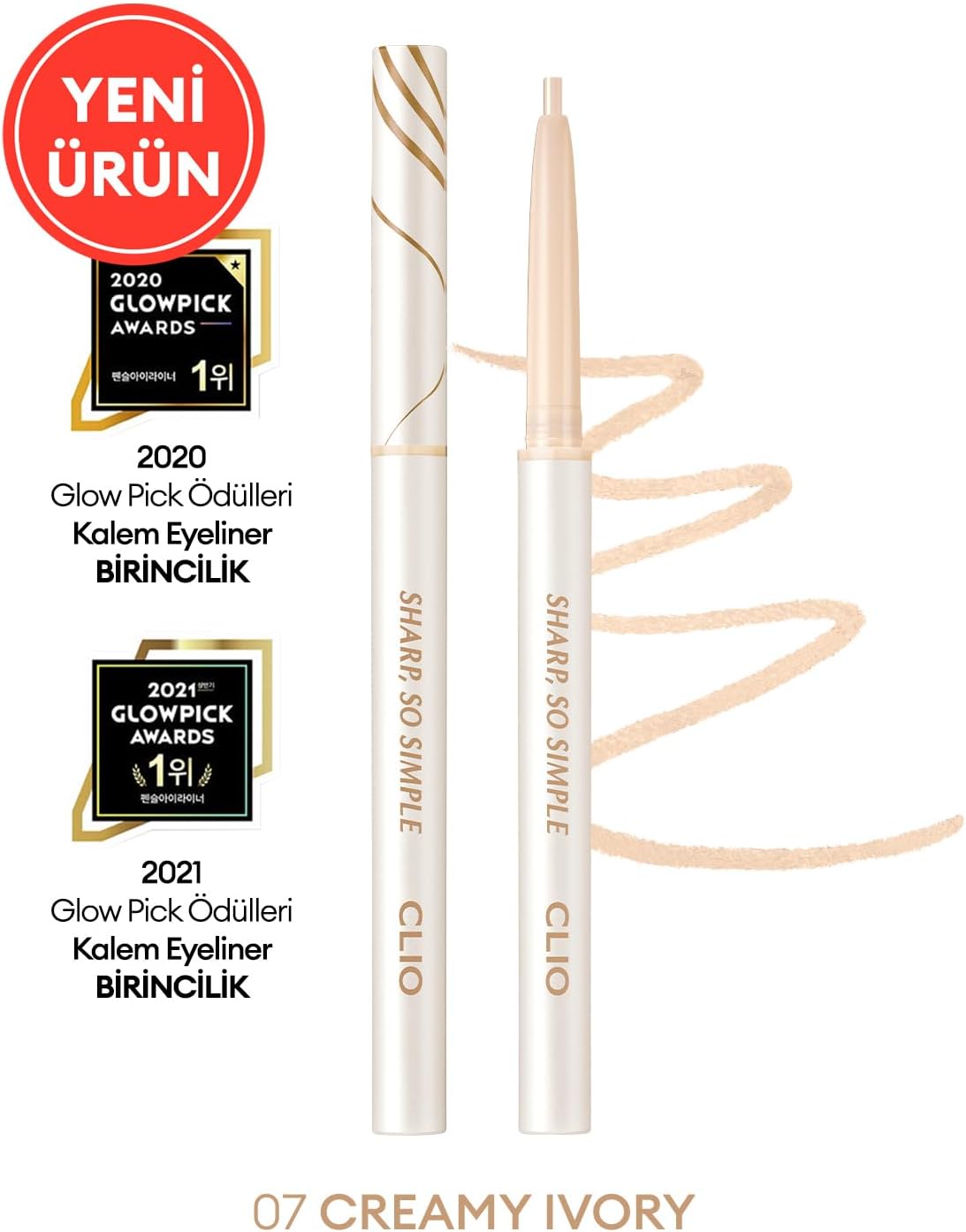 Suya Dayanıklı, İnce Uçlu Göz Kalemi Sharp So Simple Waterproof Pencil Liner (007 Creamy Ivory)