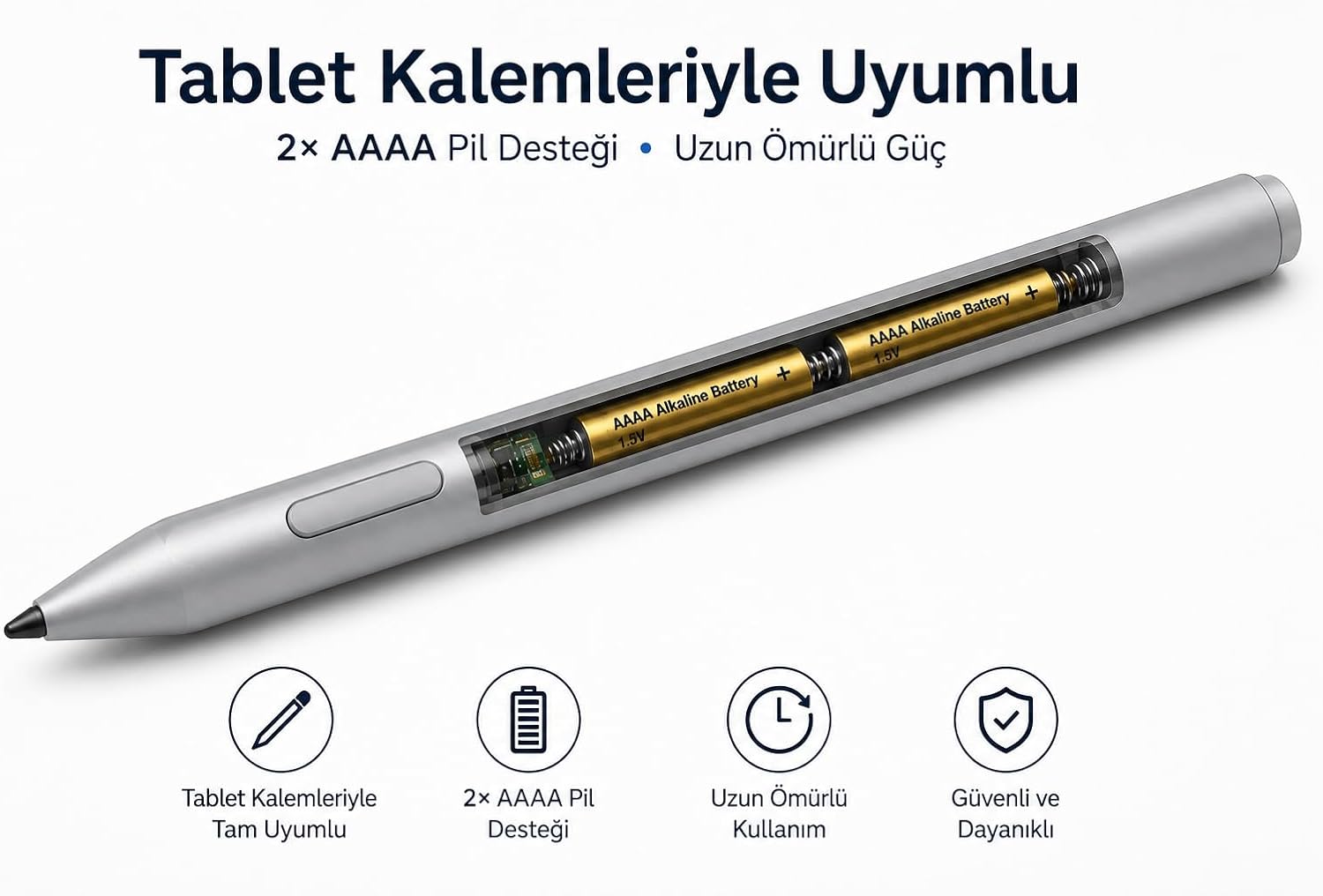 Dokunmatik Tablet Kalemi için AAAA Alkalin Pil 1.5V LR61 2'li Paket