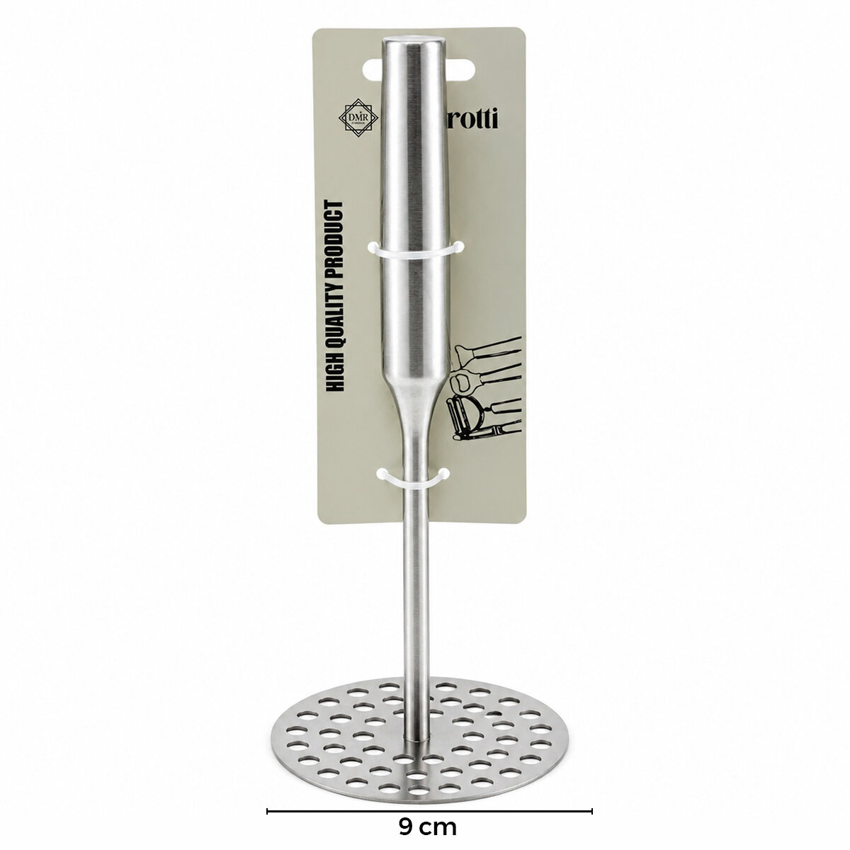 Yuvarlak Çap : 8CM Metal Saplı = 11.5CM Metal Patates Ezici Toplam Uzunluk : 26.5CM