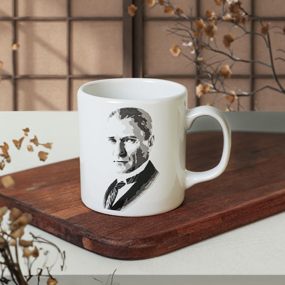 Atatürk Portre Beyaz Silindir Kupa 1 Adet