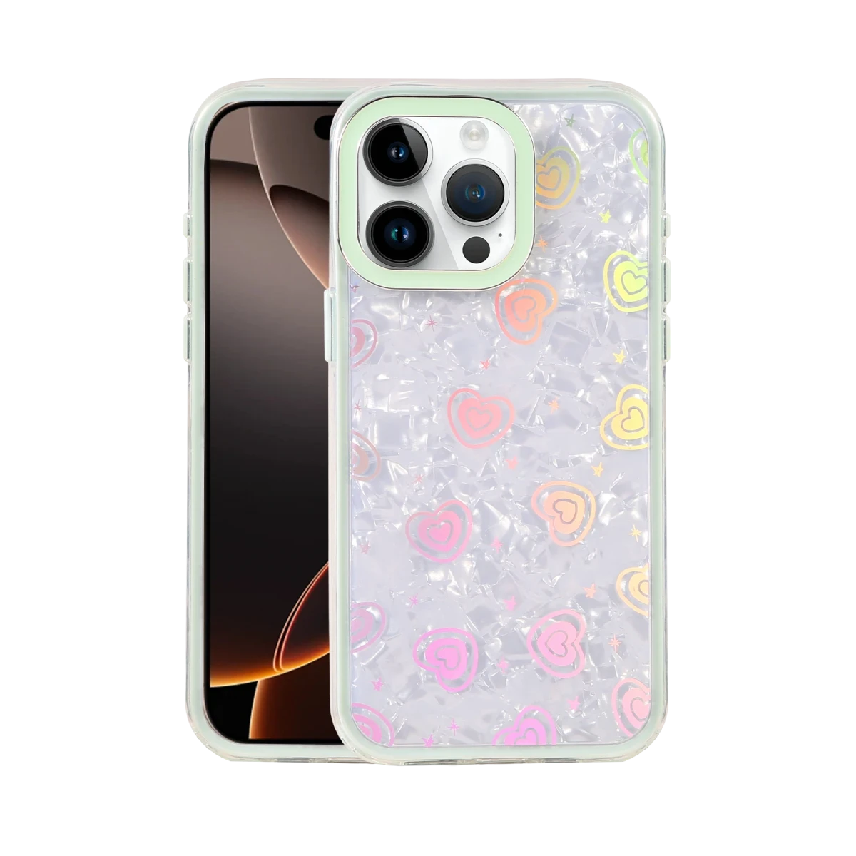 Apple iPhone 15 Pro Max Lumi Desenli Kapak - Yeşil