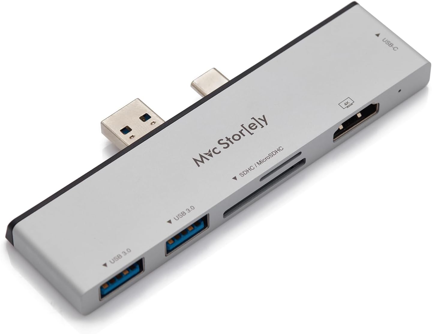 Surface Pro 7 USB C Hub 6 in 1 HDMI 4K USB 3.0 SD TF Kart Okuyucu Alüminyum Adaptör Çoklayıcı Tak Çalıştır Gümüş
