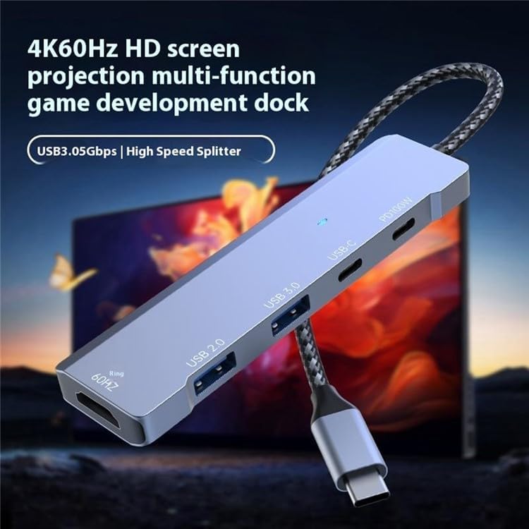 Type-C Çok Fonksiyonlu Genişletici, HDMI, USB 3.0, USB 2.0 ve PD 100W MacBook ile Uyumlu ve Notebook Şarj Desteği, 5Gbps Veri Transferi, 4K@60Hz HDMI Çıkışı, Evrensel Uyumluluk CZ-336 (Gri)