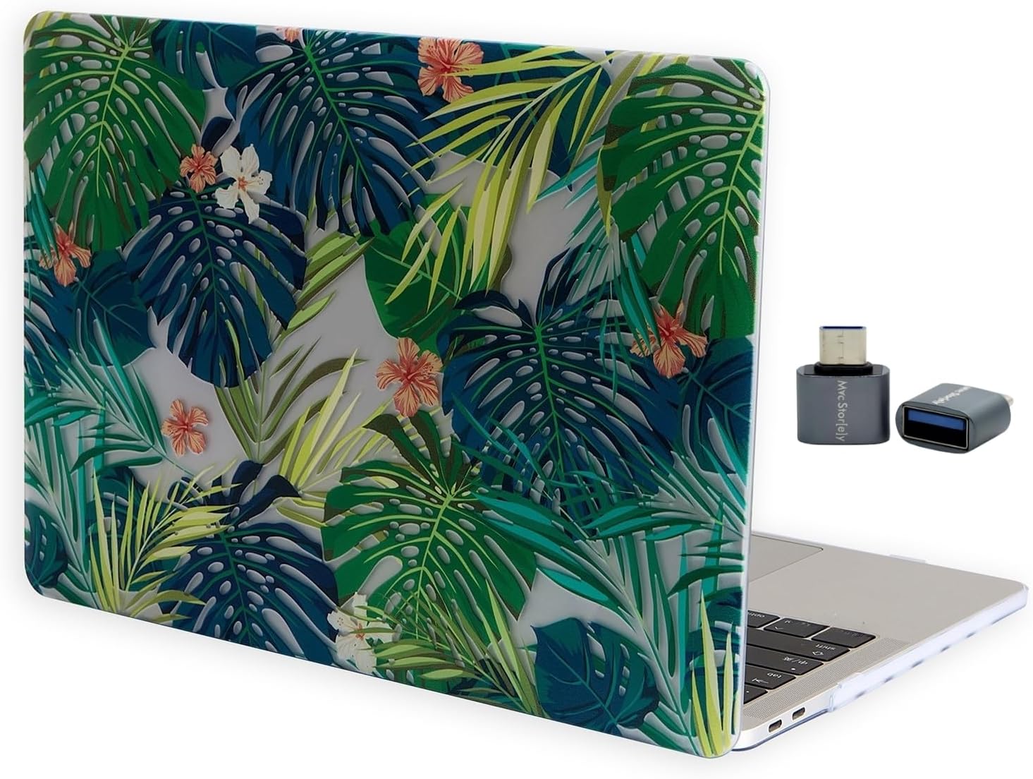 MacBook Air M1 Kılıfı 13 İnç A2337 A2179 A1932 Uyumlu Sert Kapak Hard Case Koruyucu Kılıf MacBook Air 13 İnç Kılıfı Çizilme ve Darbe Koruyucu Baskılı Tropikal Çiçek Yaprak Desenli Açık Yeşil