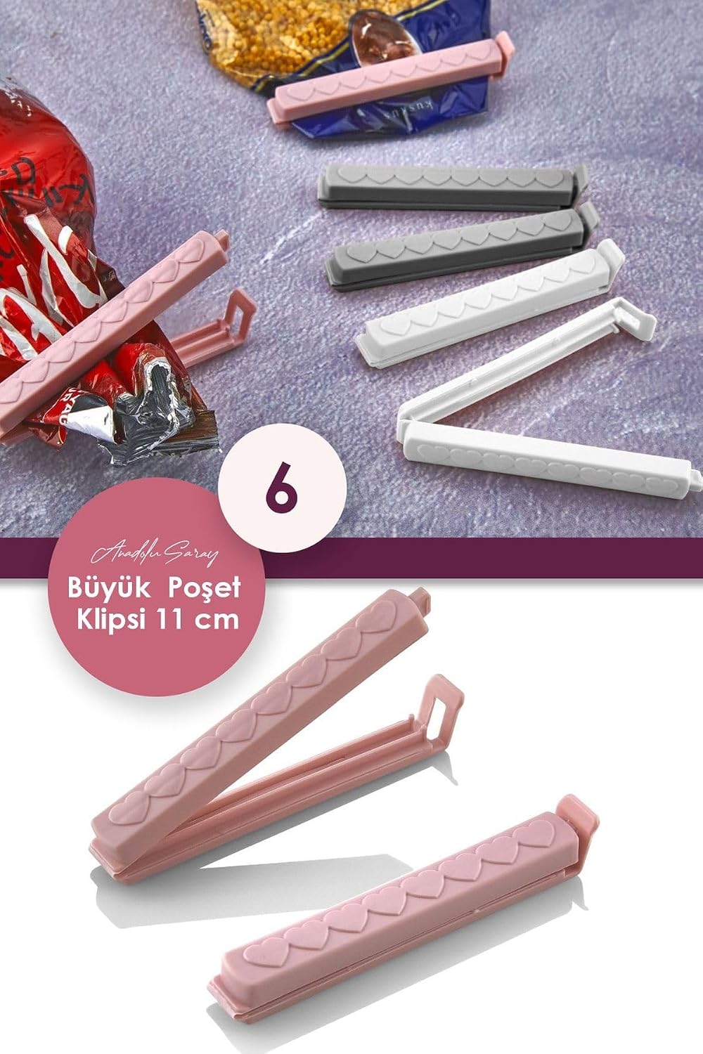 6’lı Poşet Kapatıcı Klips Seti, Torba ve Ambalaj Kapatma Aparatı, Gıda Saklama Paket Mandalı