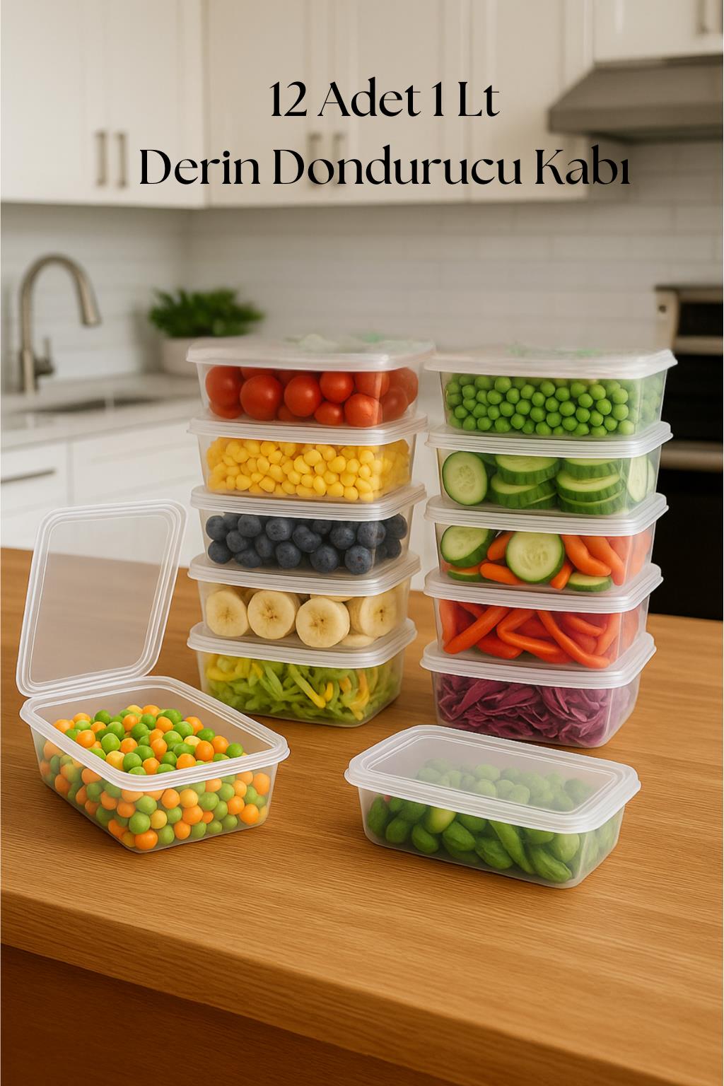 12’li Derin Dondurucu Saklama Kabı & Organizeri 1 lt 12,5x19,5x5,5 cm