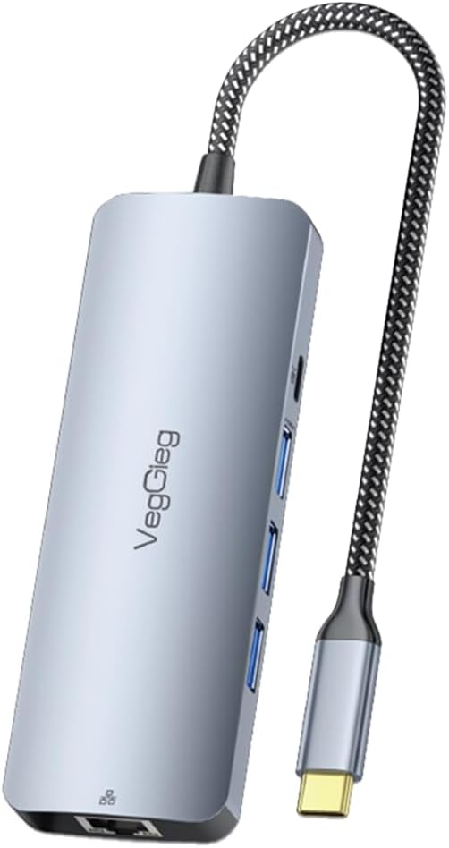 4K 60Hz HDMI Gigabit Ethernet 3*USB-A 2*Type-C 3.5mm Aux SD Micro SD Kart Okuyucu Çevirici Çoklayıcı Hub