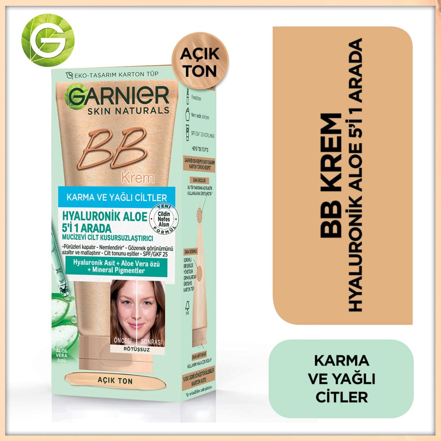 Skin Naturals BB Krem Mucizevi Cilt Kusursuzlaştırıcı Karma/Yağlı Ciltler Açık Ton, 40 ml, 1 Paket (1 x 40 ml)