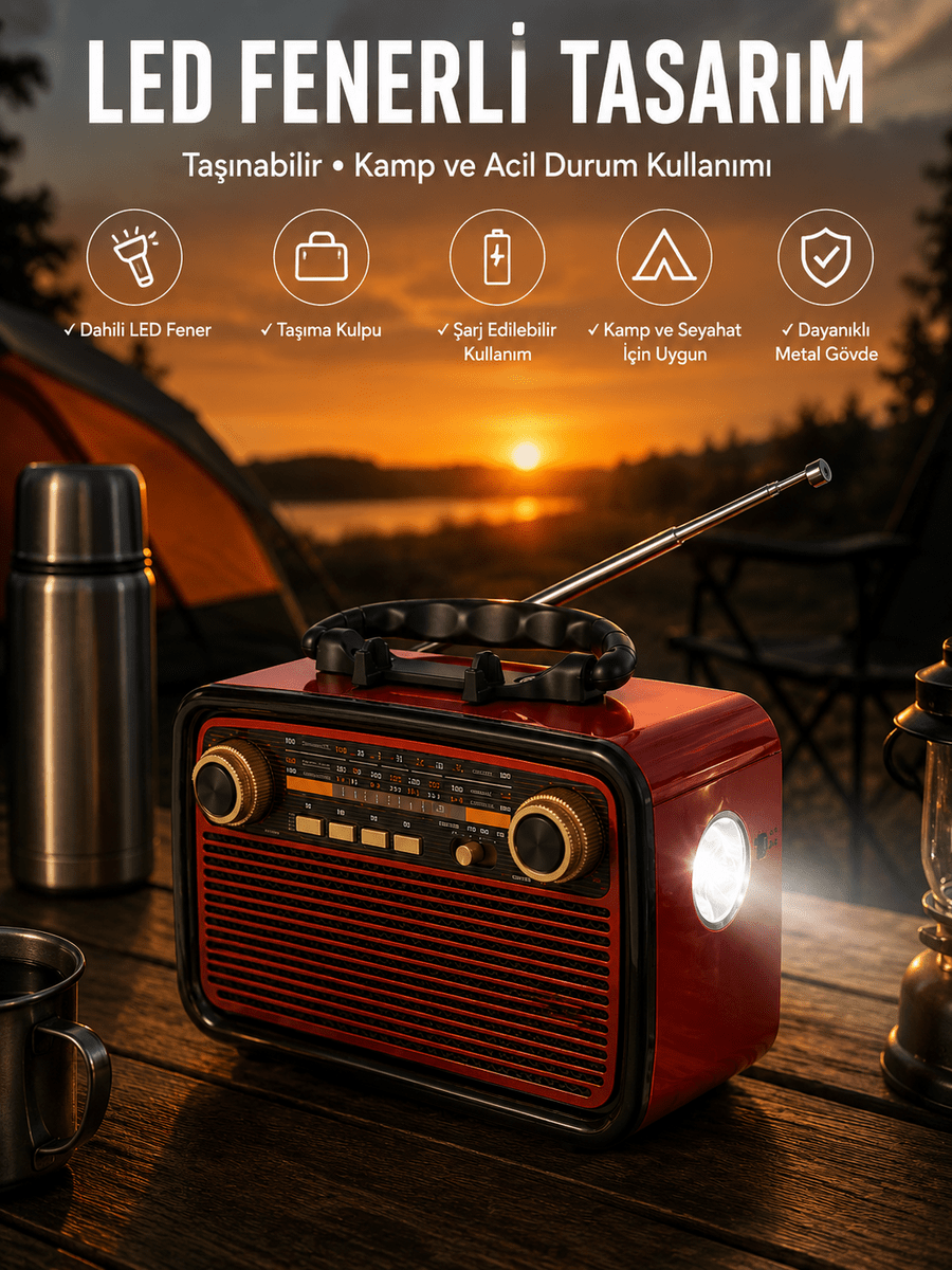 Eskitme Nostalji Tasarımlı Bluetoothlu Nostalji Radyo Ahşap Nostaljik Görünümlü