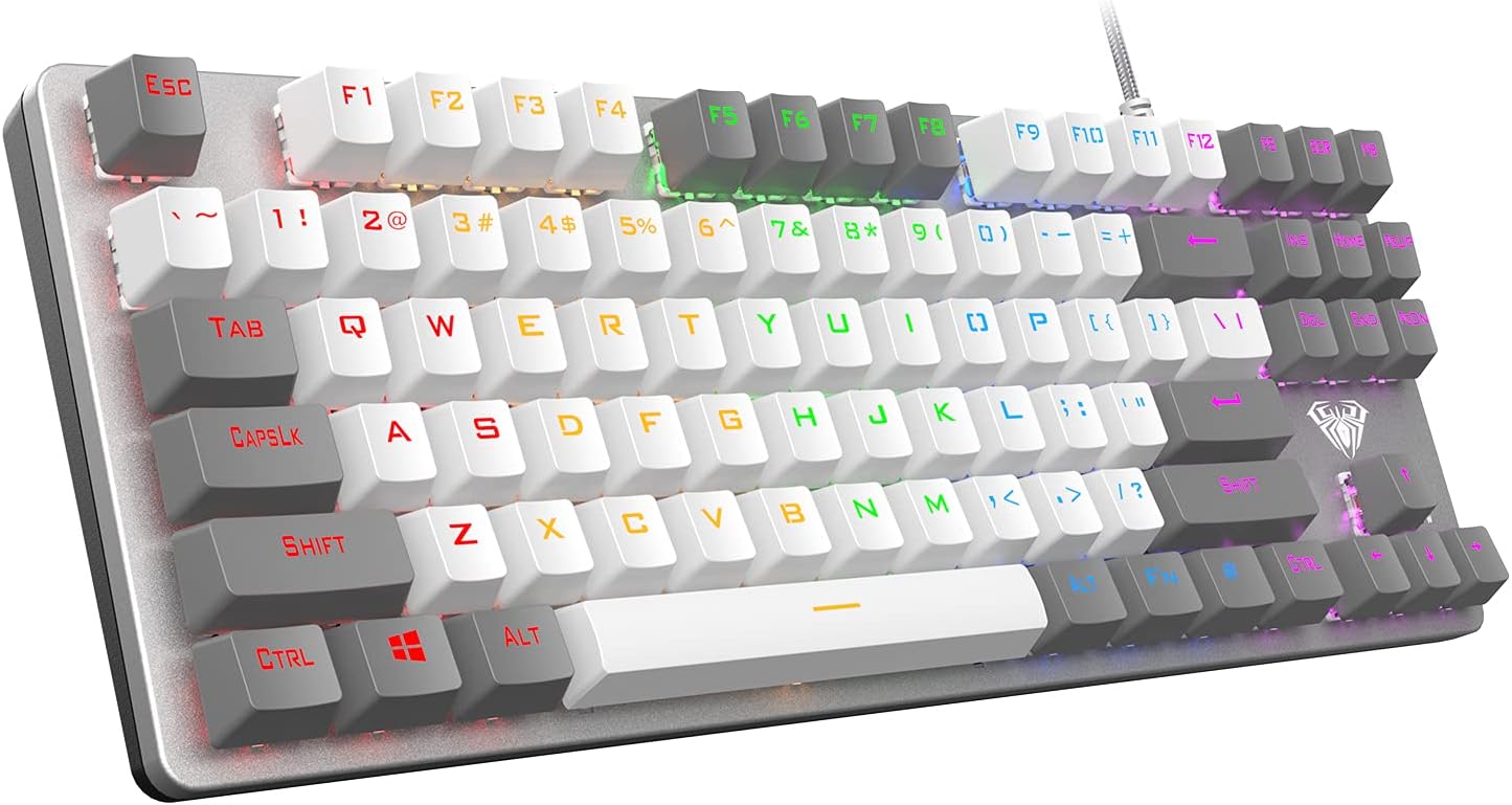 F3287 Mavi Işıklı Kablolu Mekanik İngilizce Q TKL Gaming Oyuncu Klavyesi