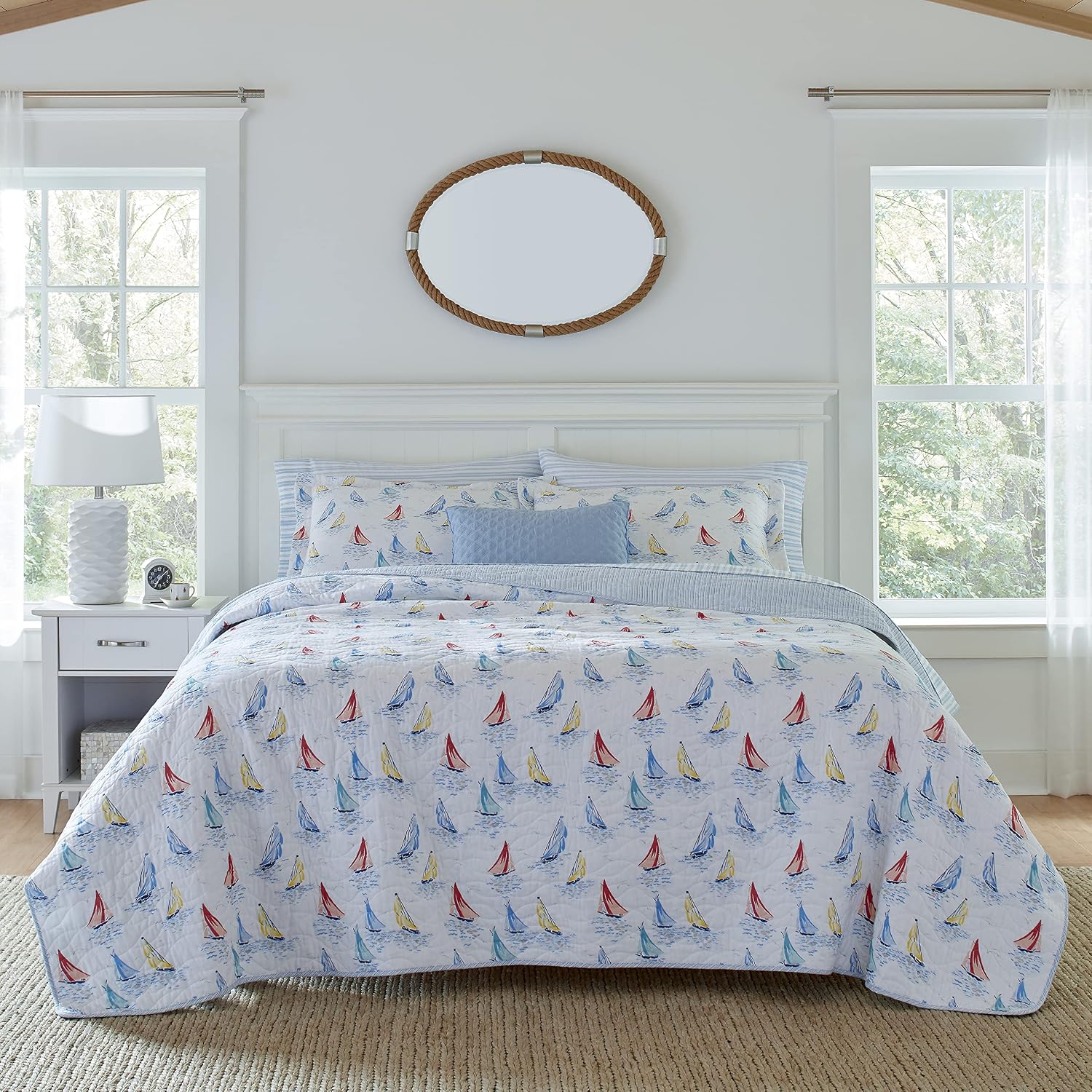 Ahoy Quilt Set, King, Blue Multi