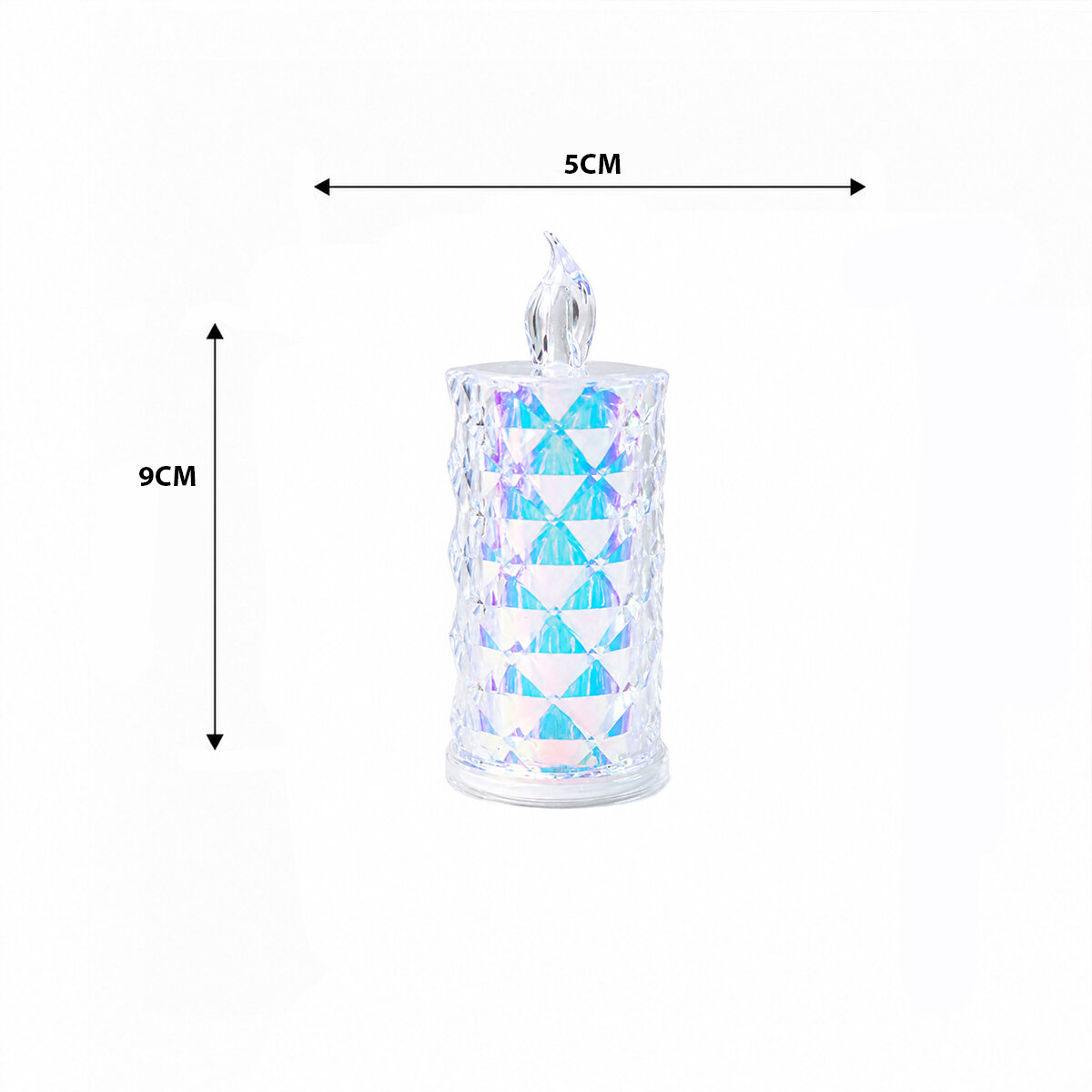 12 Adet Led Candle Kamp Küçük Boy= ÇAP:5CM - Y: 9CM Pilli Led Mum Mika Kristal Plastik YAKUT-13635