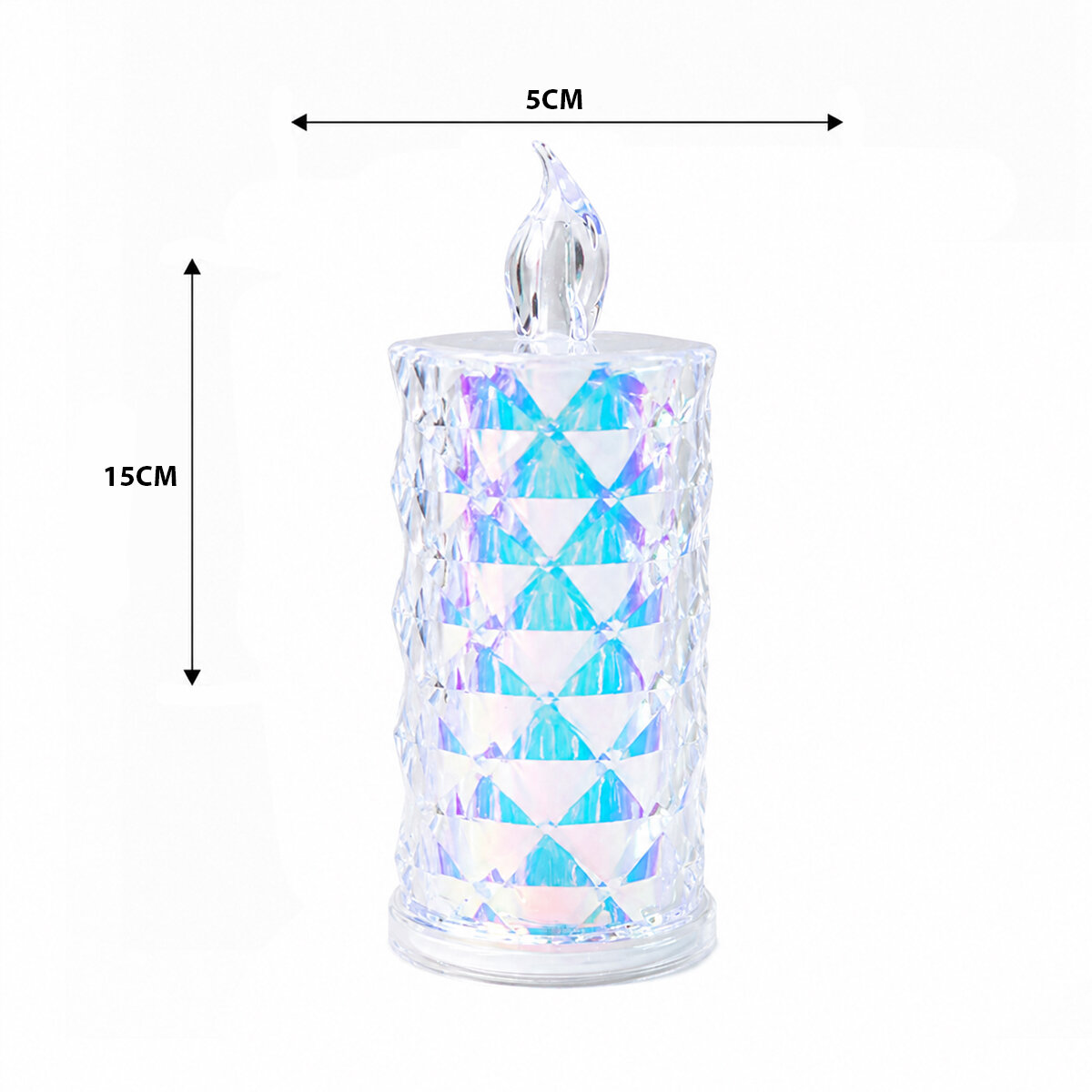 12 Adet Led Candle Kamp Büyük Boy= ÇAP:5CM - Y: 16CM Pilli Led Mum Mika Kristal Plastik YAKUT-13637