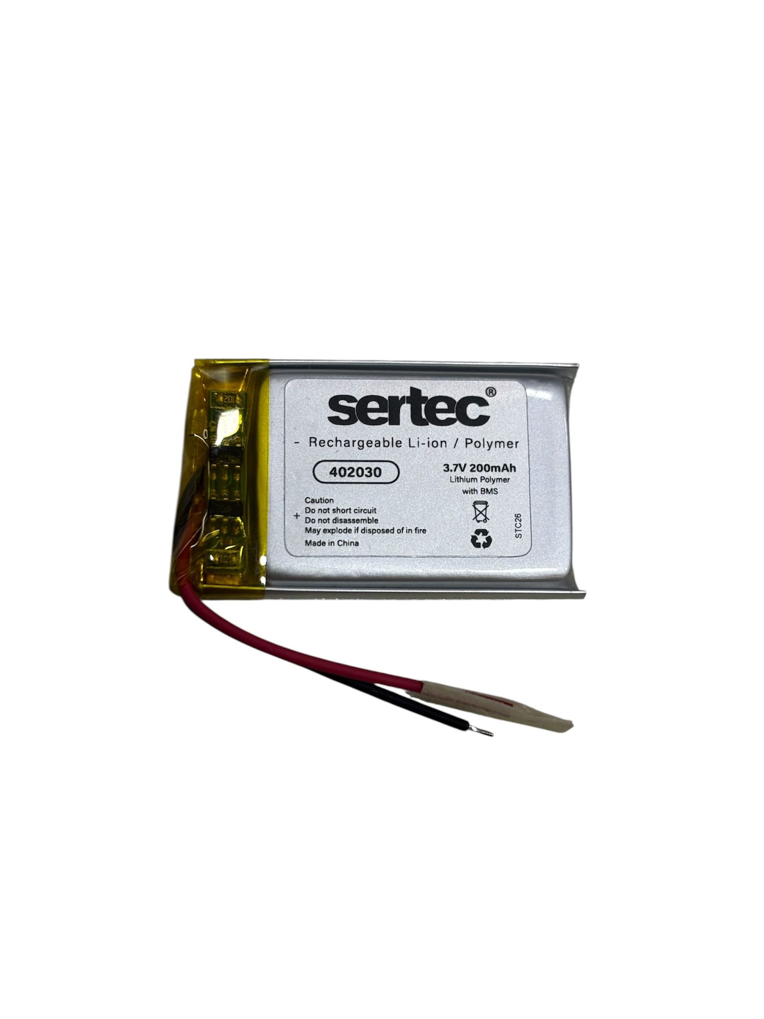 402030 3.7V 200mAh Li-Polymer Pil (Devreli/1.5A)