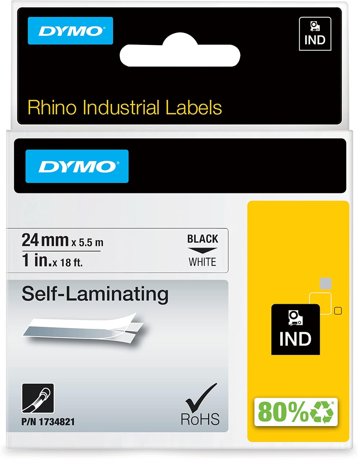 RhinoPRO, Lamine Vinil (24 mm x 5.5 mt), Beyaz/Siyah - 1734821