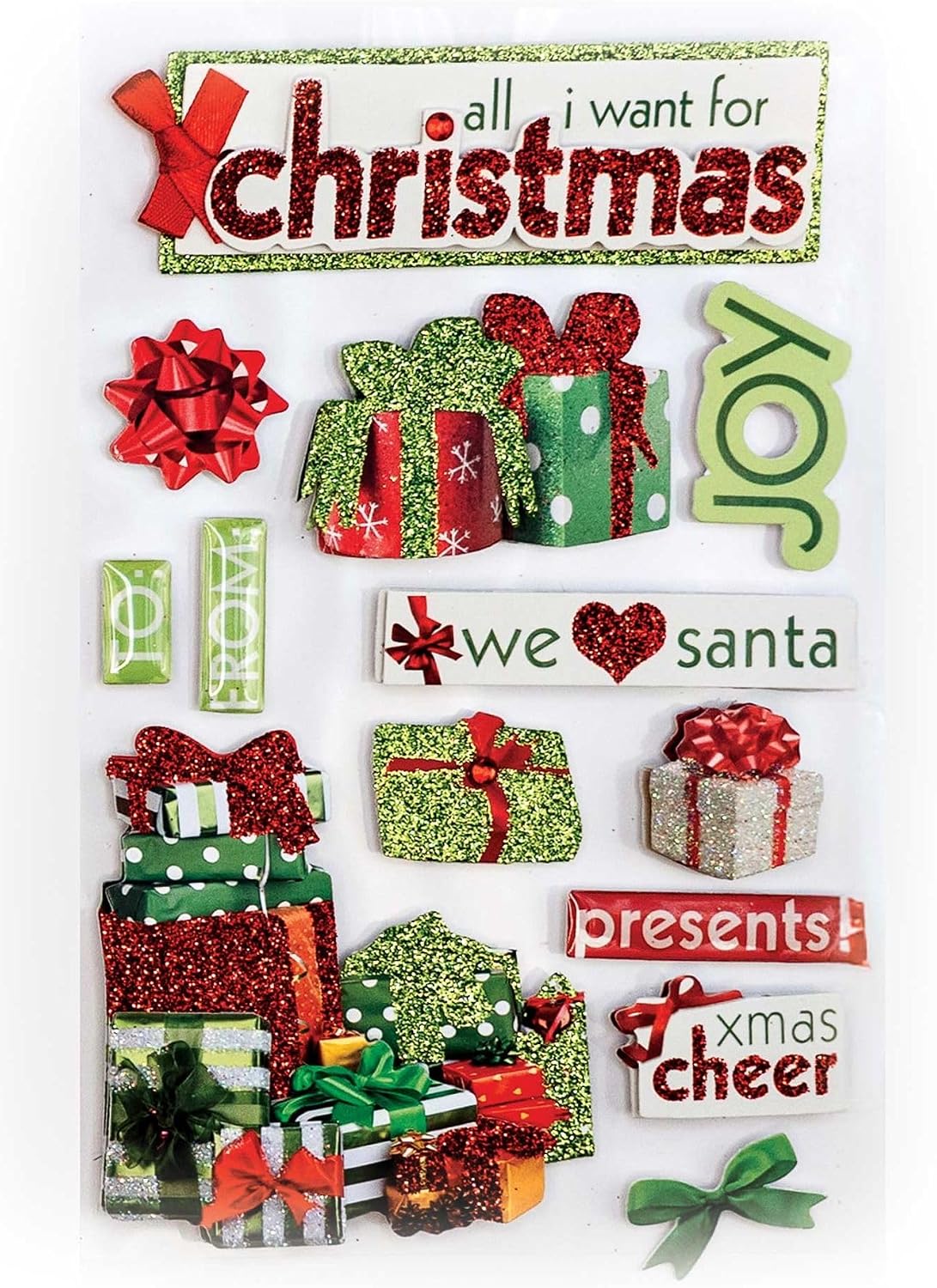3D Çıkartmalar 4,5"x8,5"-All I Want For Christmas