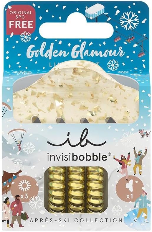 SET S Apres Ski Golden Glamour -3 Spiral + 1 Klipsli saç tokası