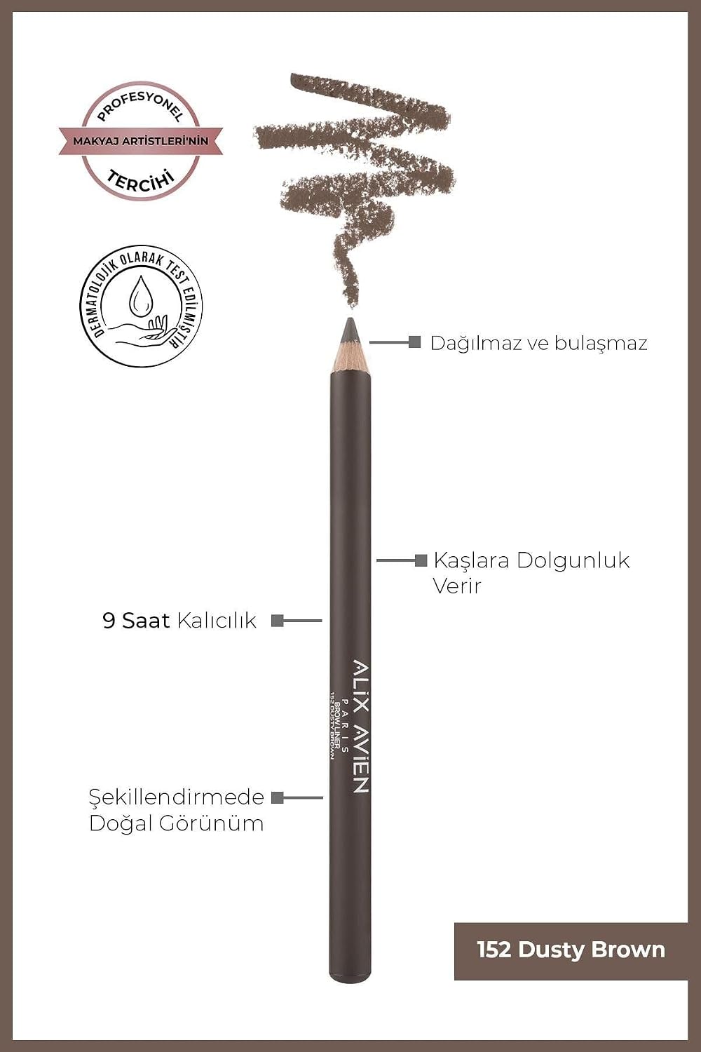 Uzun Süre Kalıcı, Belirginleştirici Şekillendirici Kahve Kaş Kalemi - Brow Liner 152 Dusty Brown