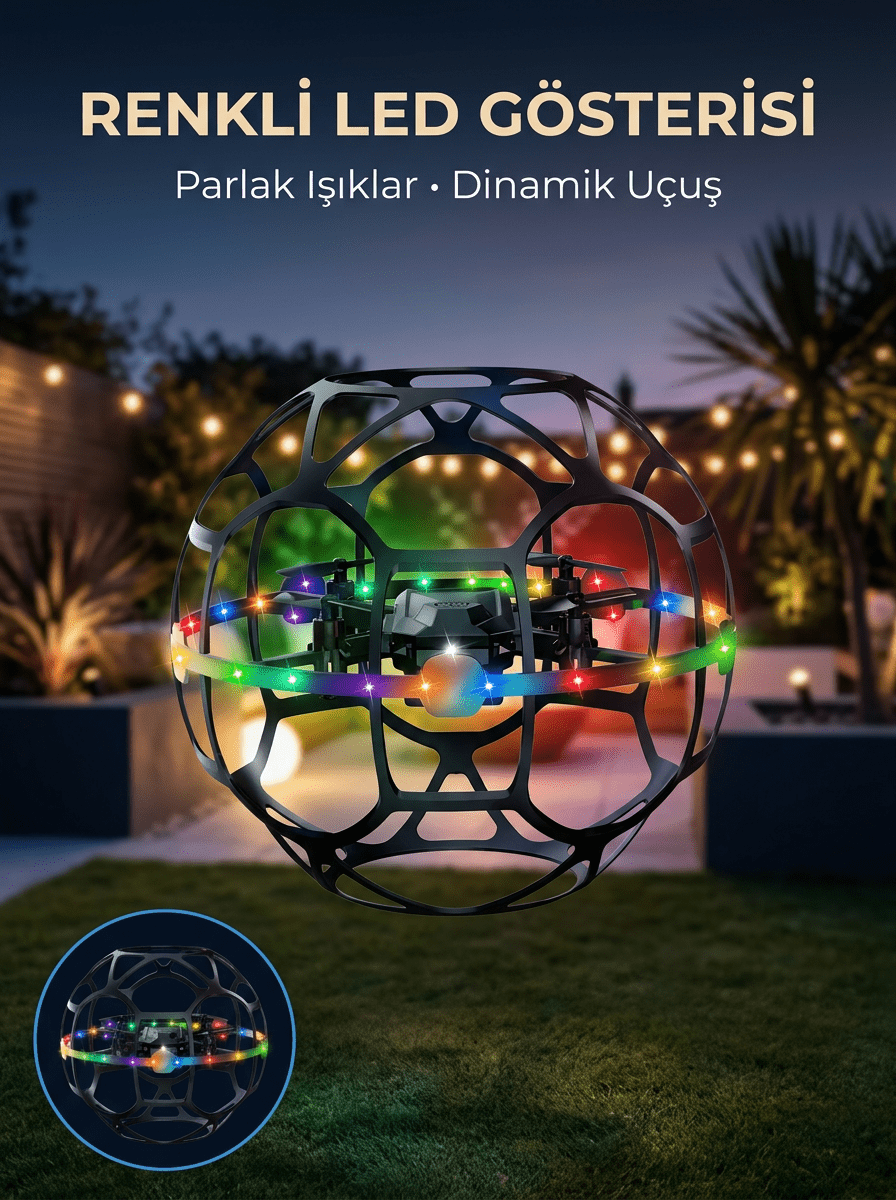 Koruyucu Kafesli Dron El Hareketiyle Kontrol Edilebilen Uçan