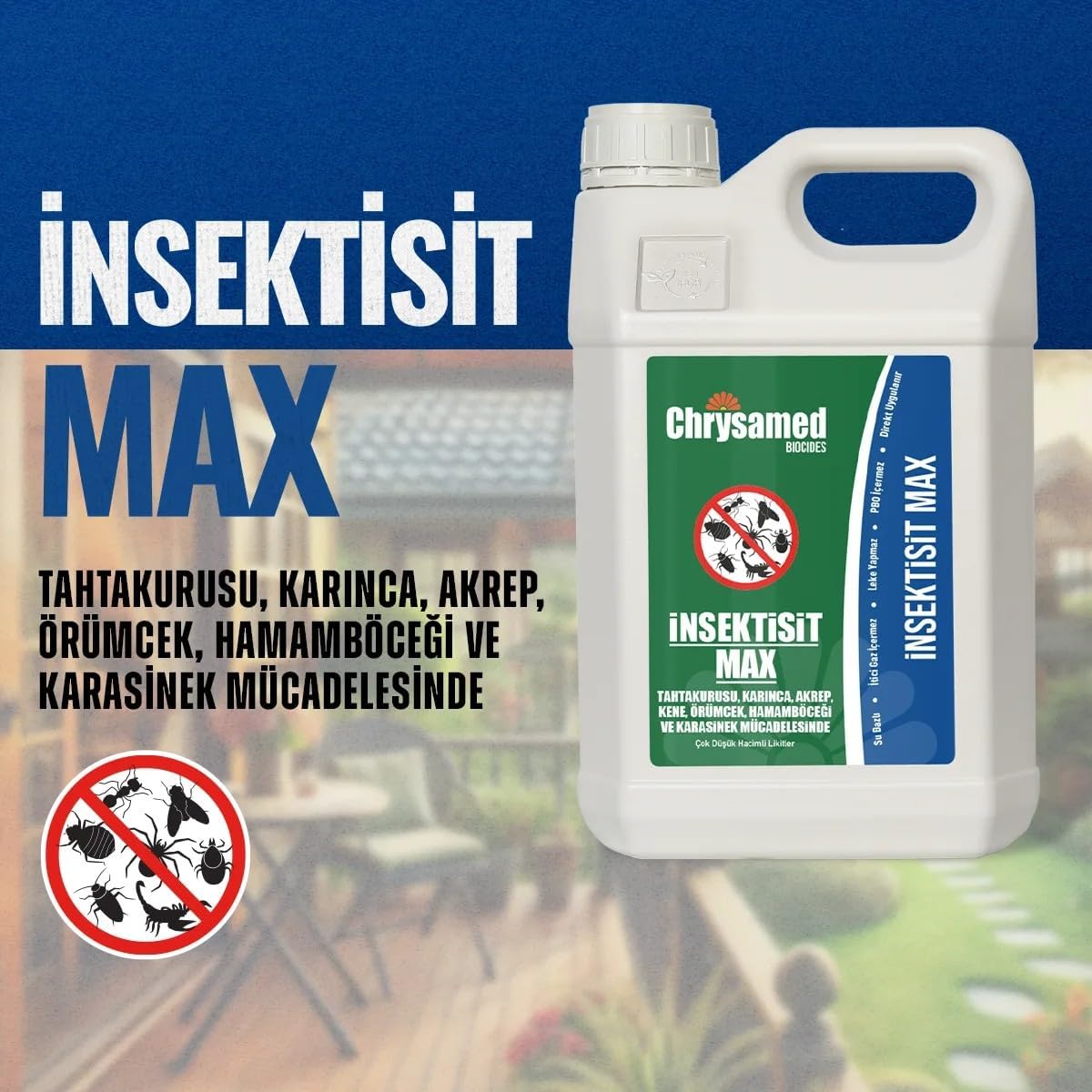 Insektisit Max 5 Lt Böcek Ilaci Tahtakurusu Karinca Akrep Kene Orumcek Hamambocegi Karasinek Bocek İlaci