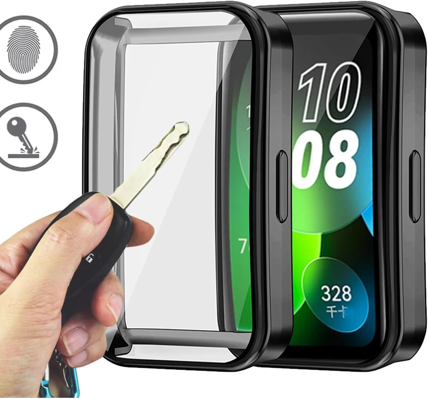 Samsung Galaxy Fit3 ile uyumlu Silikon Kasa Ekran Koruyucu 360 Tam Kapatan Çerceve PC Kasa Koruma Silikon Çerçeve (Siyah)