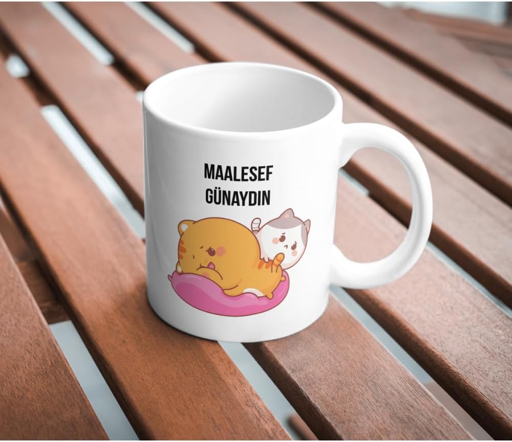 Maalesef Günaydın Baskılı Kupa Bardak Komik Yazılı Hediyelik Çay Kahve Kupası