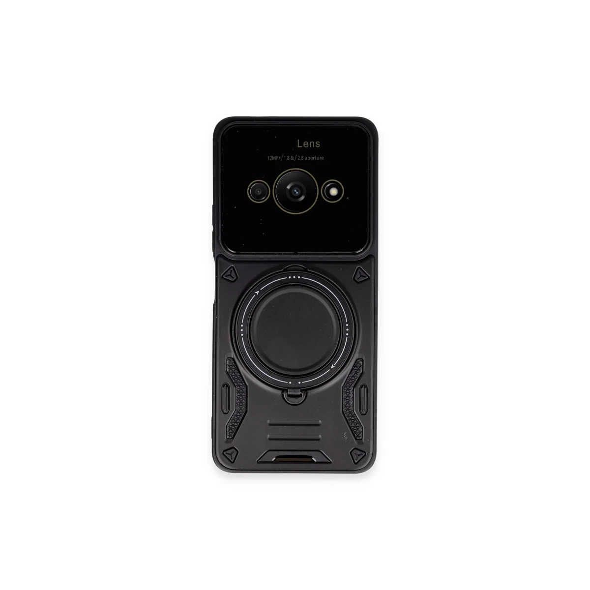 Xiaomi Poco C61 Kılıf Joy Lens Standlı Kapak - Siyah