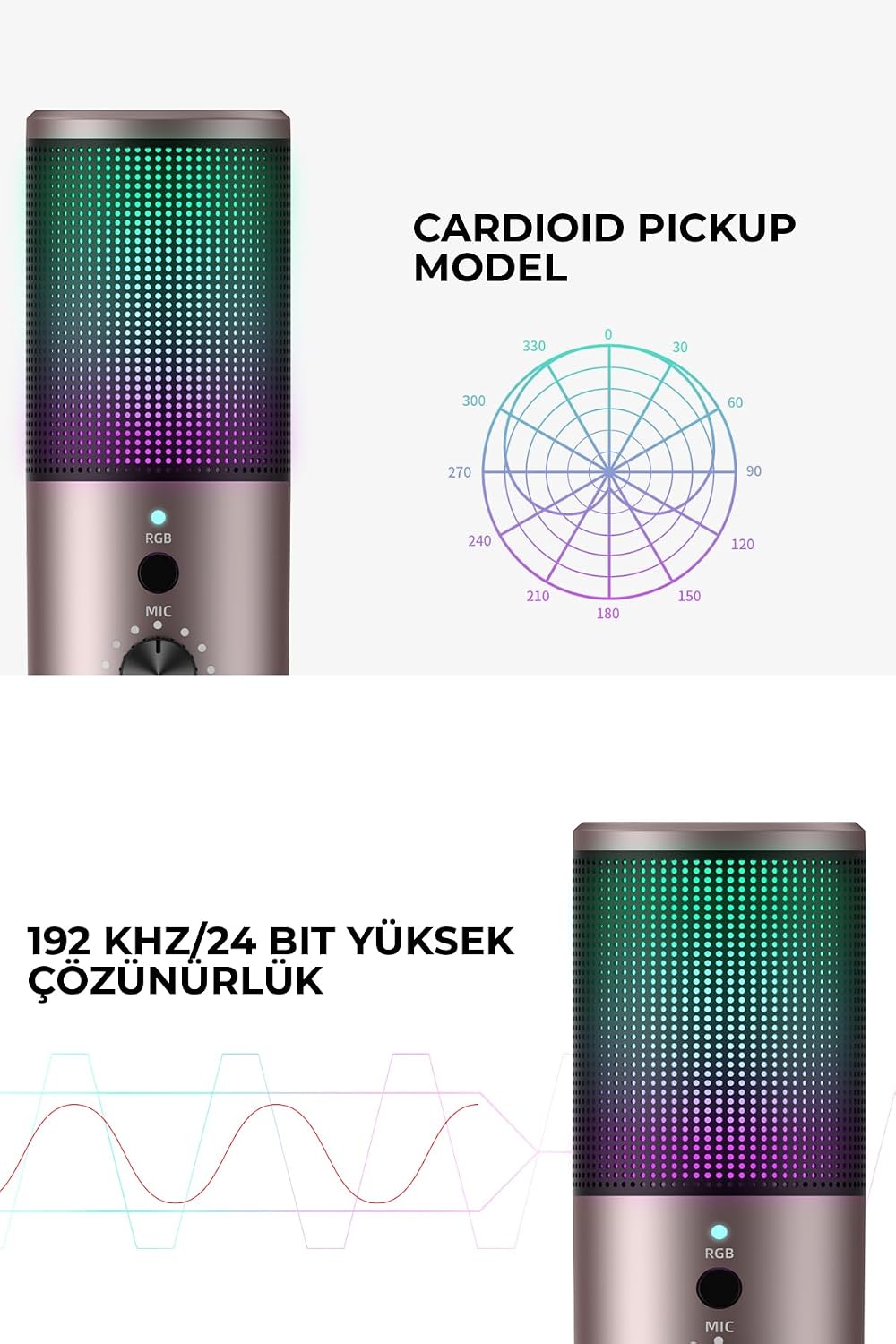 Gamenote GK61 RGB Gaming Profesyonel Oyuncu Yayıncı Mikrofonu