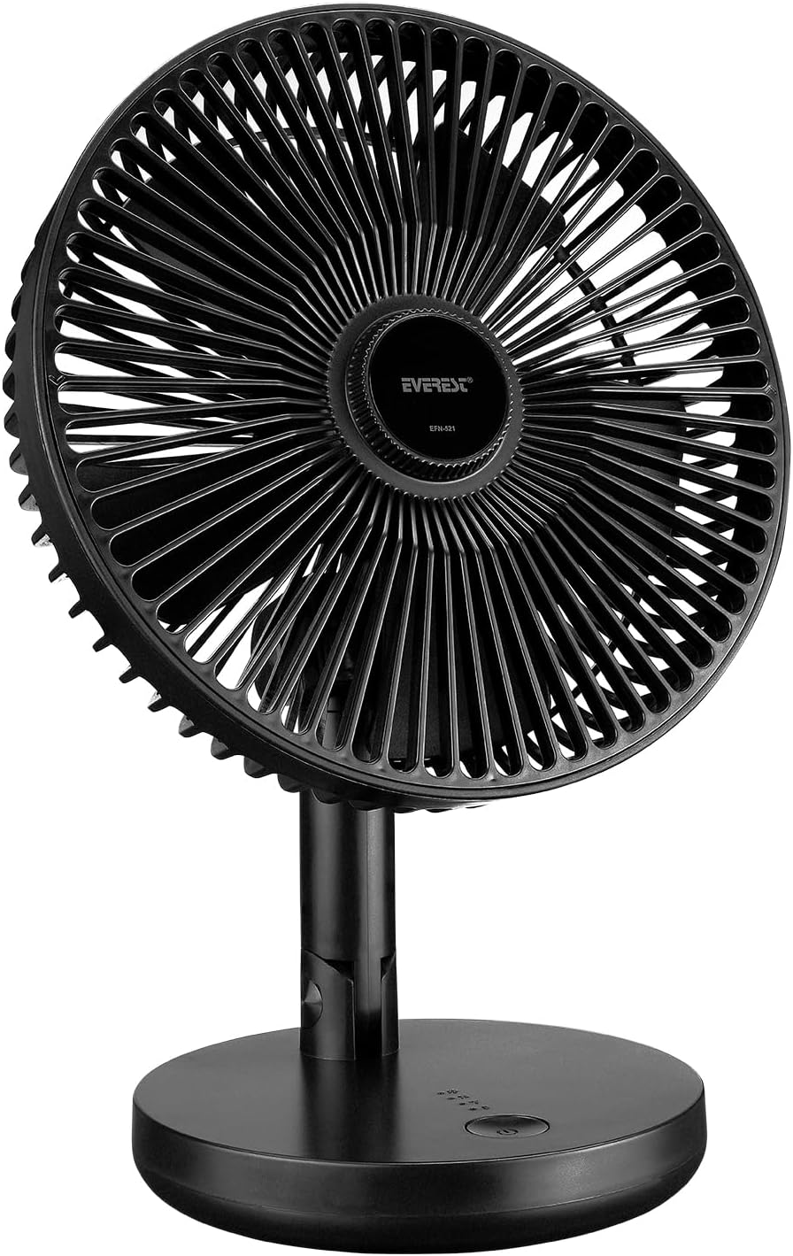 EFN-521 Masaüstü Şarj Edilebilir 3 Kademeli 2000 MAH Usb Fan (Siyah)