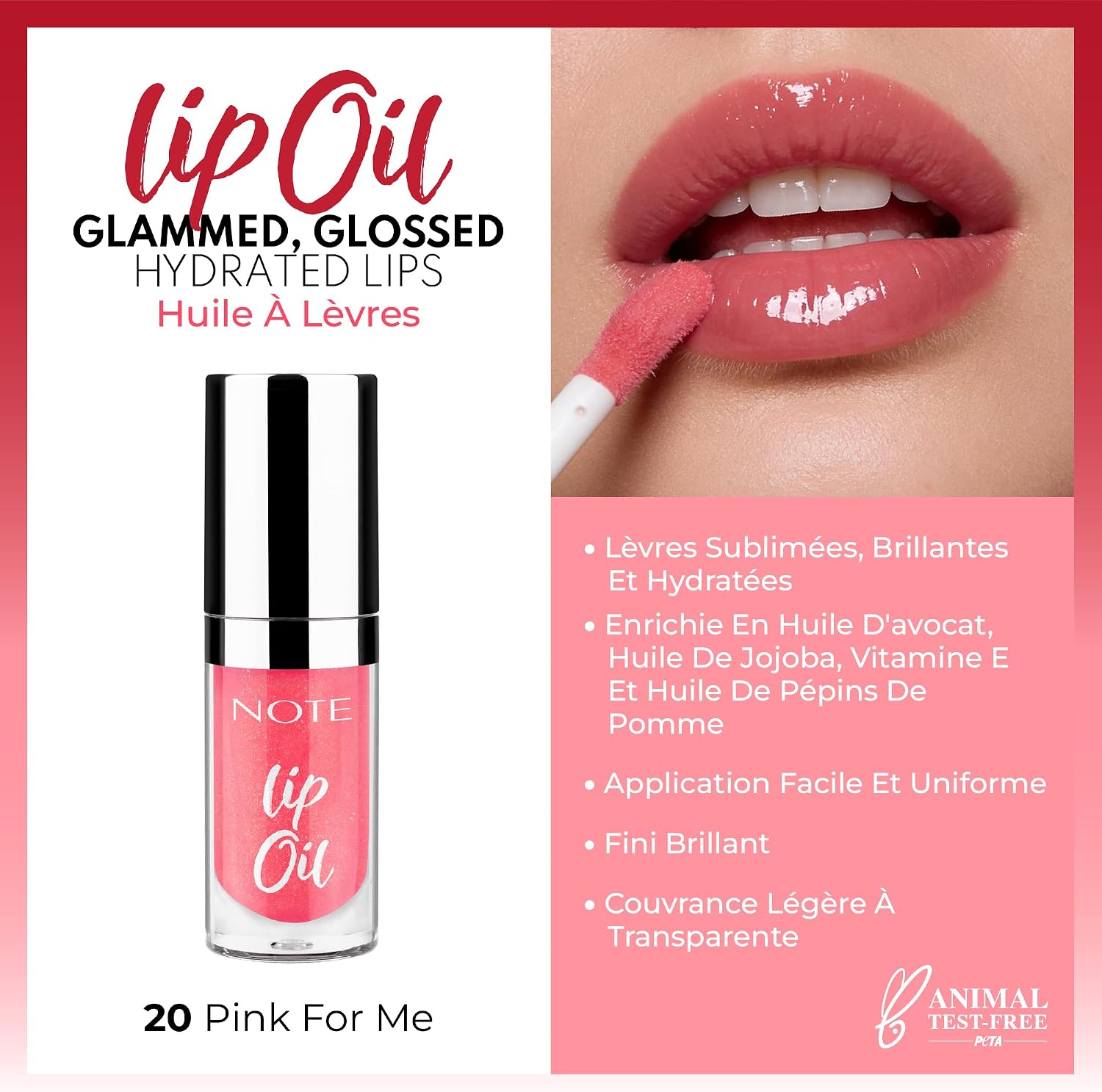Cosmetics Lip Oil 20 Pink For Me Nemlendirici ve Parlatıcı Dudak Bakım Yağı, Pembe