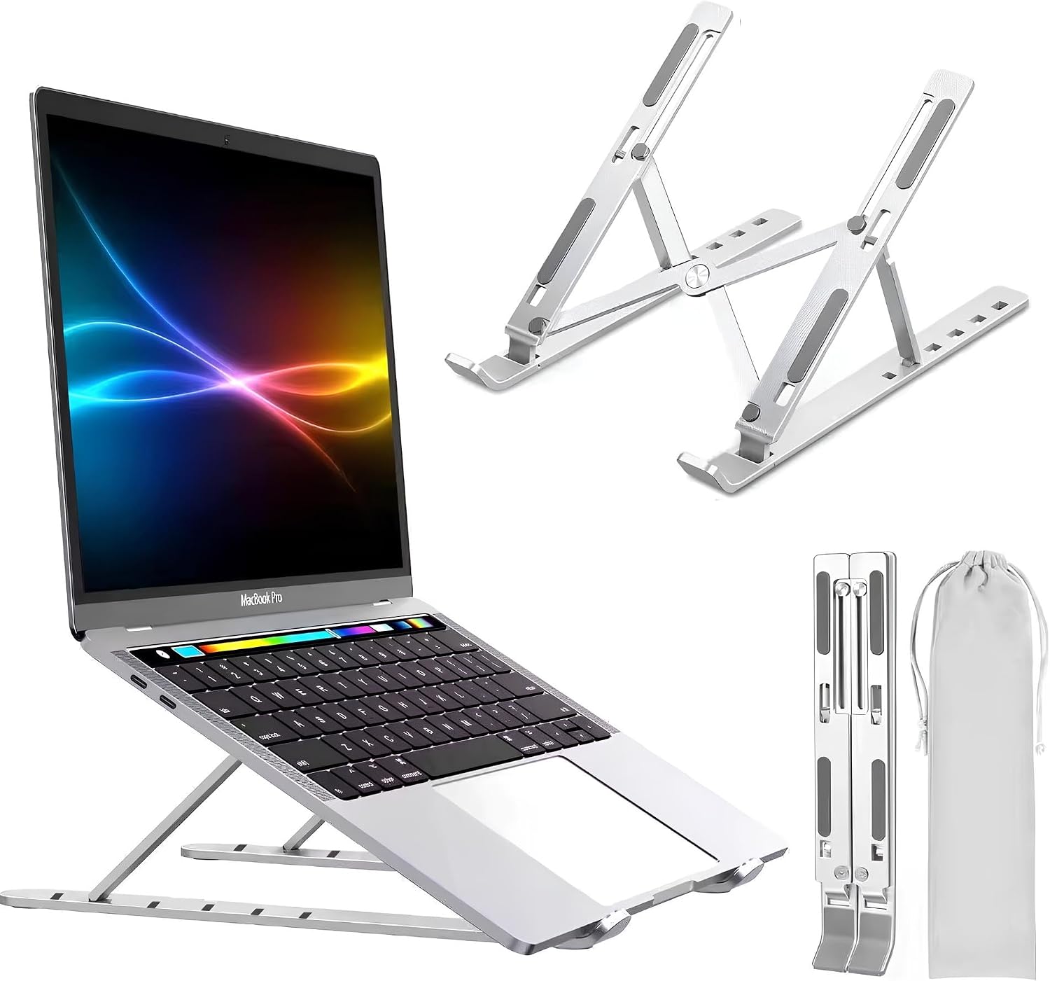 ® Taşınabilir Metal Laptop Standı,Bez Stand Taşıma Çantası Hediyeli,Notebook Stant Tüm Laptoplarla Uyumlu Bilgisayar Stantı Kaymaz Stant Dizüstü Bilgisayar Stantları