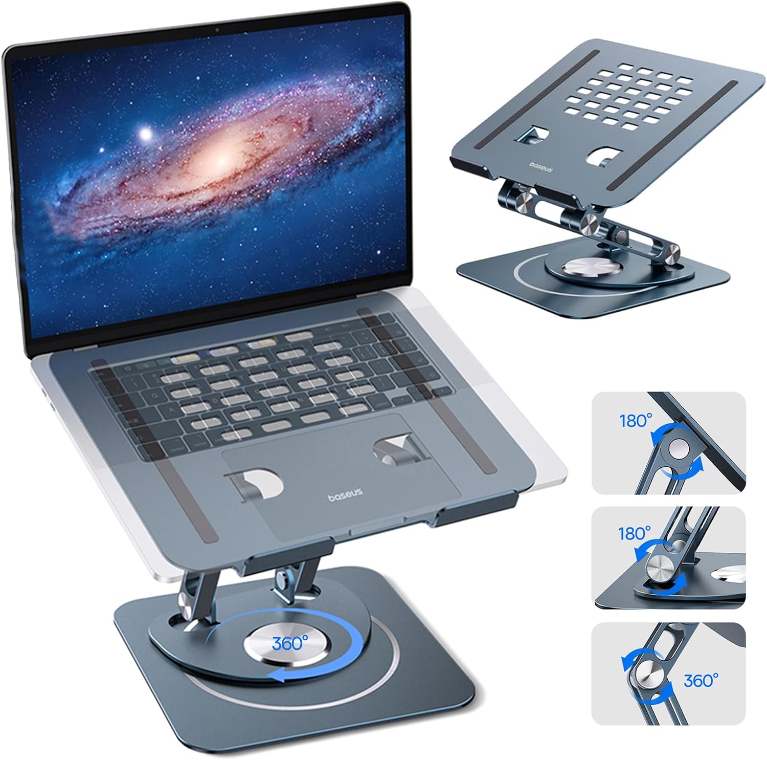 Ayarlanabilir Dizüstü Bilgisayar Standı, 360 Derece Dönebilen Ayarlanabilir Dizüstü Bilgisayar Standı (Üç Katlı Versiyon) MacBook Air Pro, Dell XPS, HP vb. için Ergonomik Katlanabilir Stand