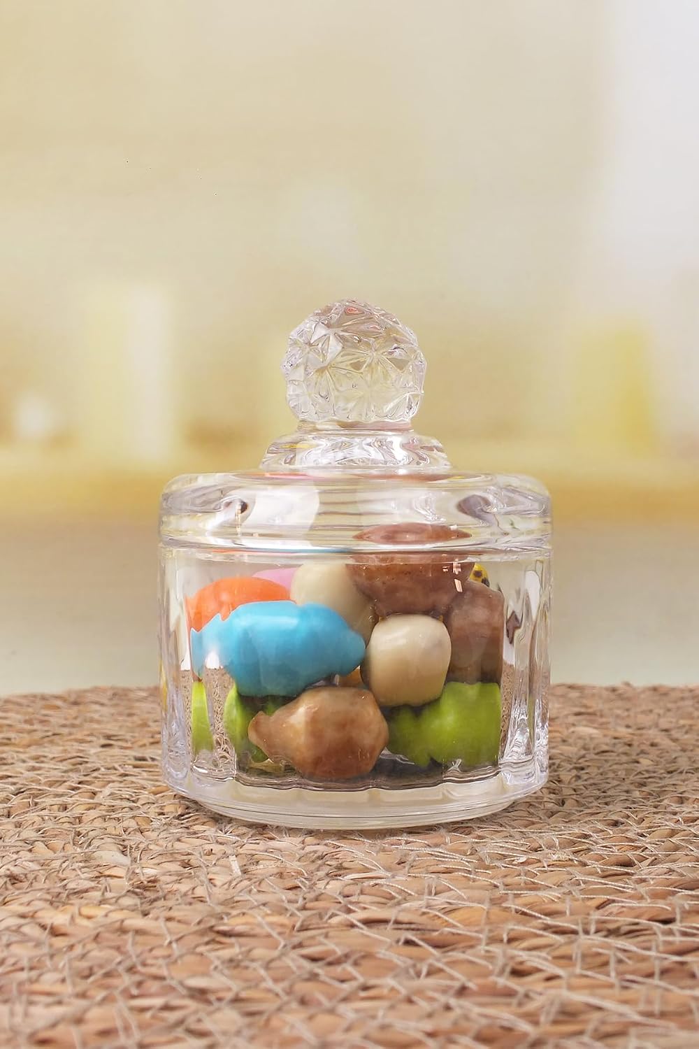 Lüx Kristal Mini Cam Şekerlik & Cam Lokumluk, Kesme Cam Lüx Şekerlik 7.5cm*9.2cm - 06644