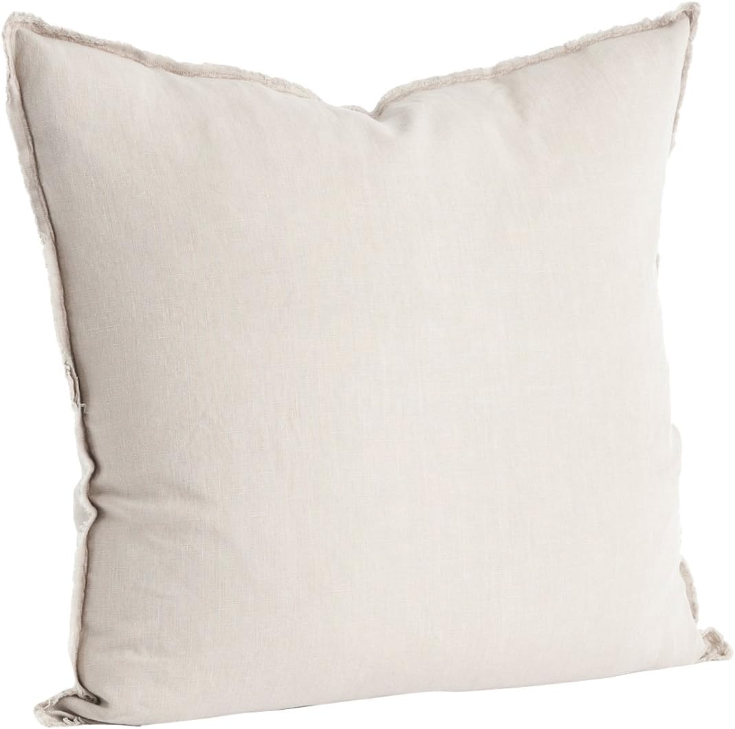 Graciella Collection%100 Keten Kuş Tüyü Dolgulu Püsküllü Yastık, 1 Adet (1'li Paket) Doğal