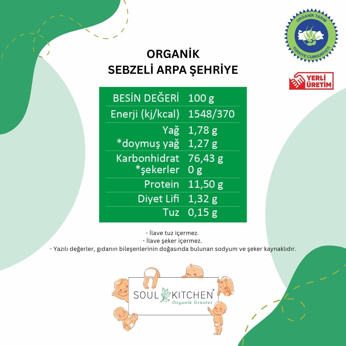 Soul Kitchen Organik Sebzeli Arpa Şehriye 300 g