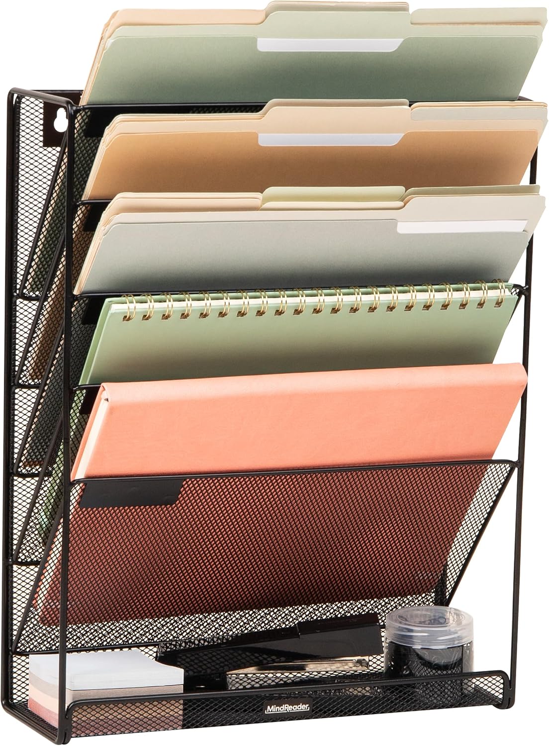 Floor oder Mounted Magazine Rack, Black Metal Mesh